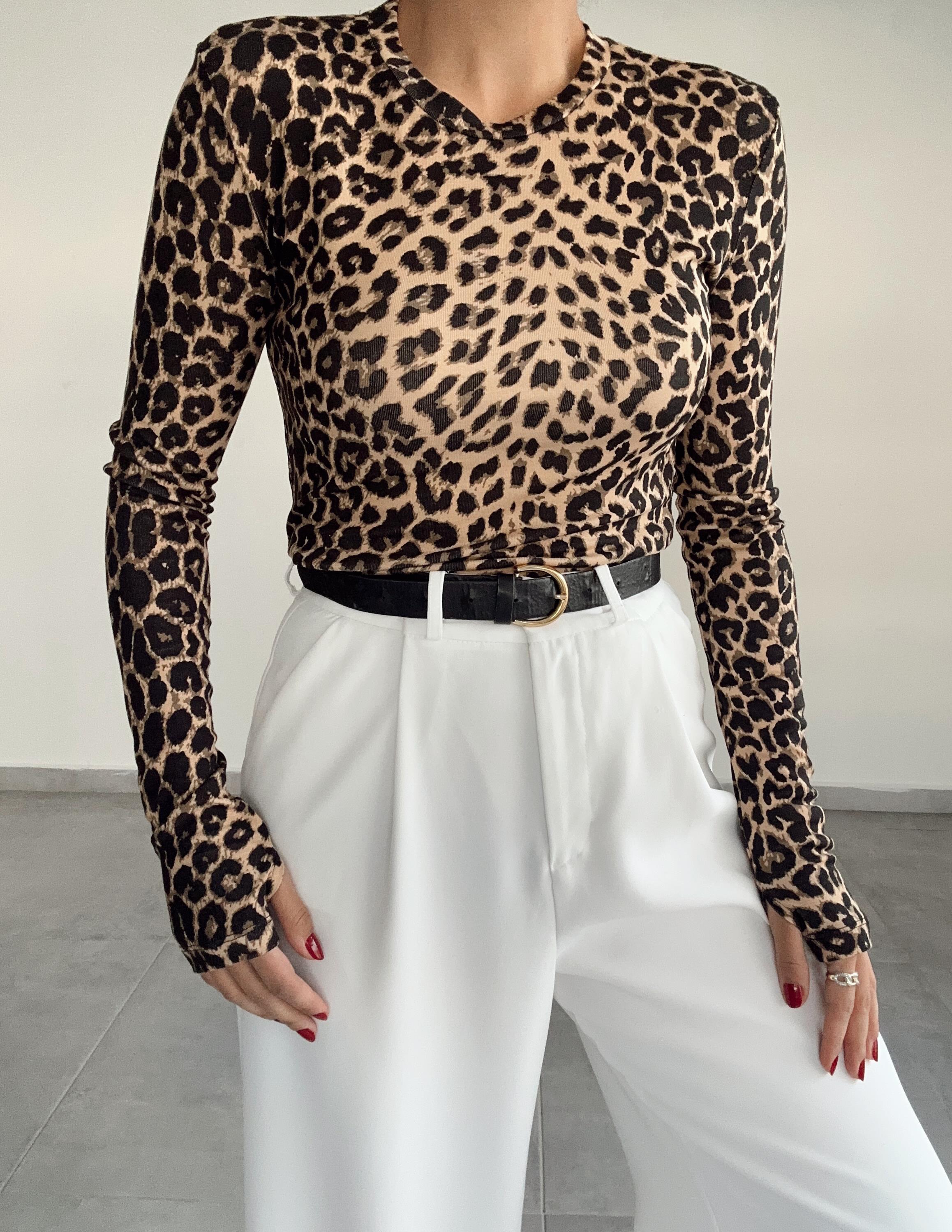 Leopar Parmak Geçirmeli Badi