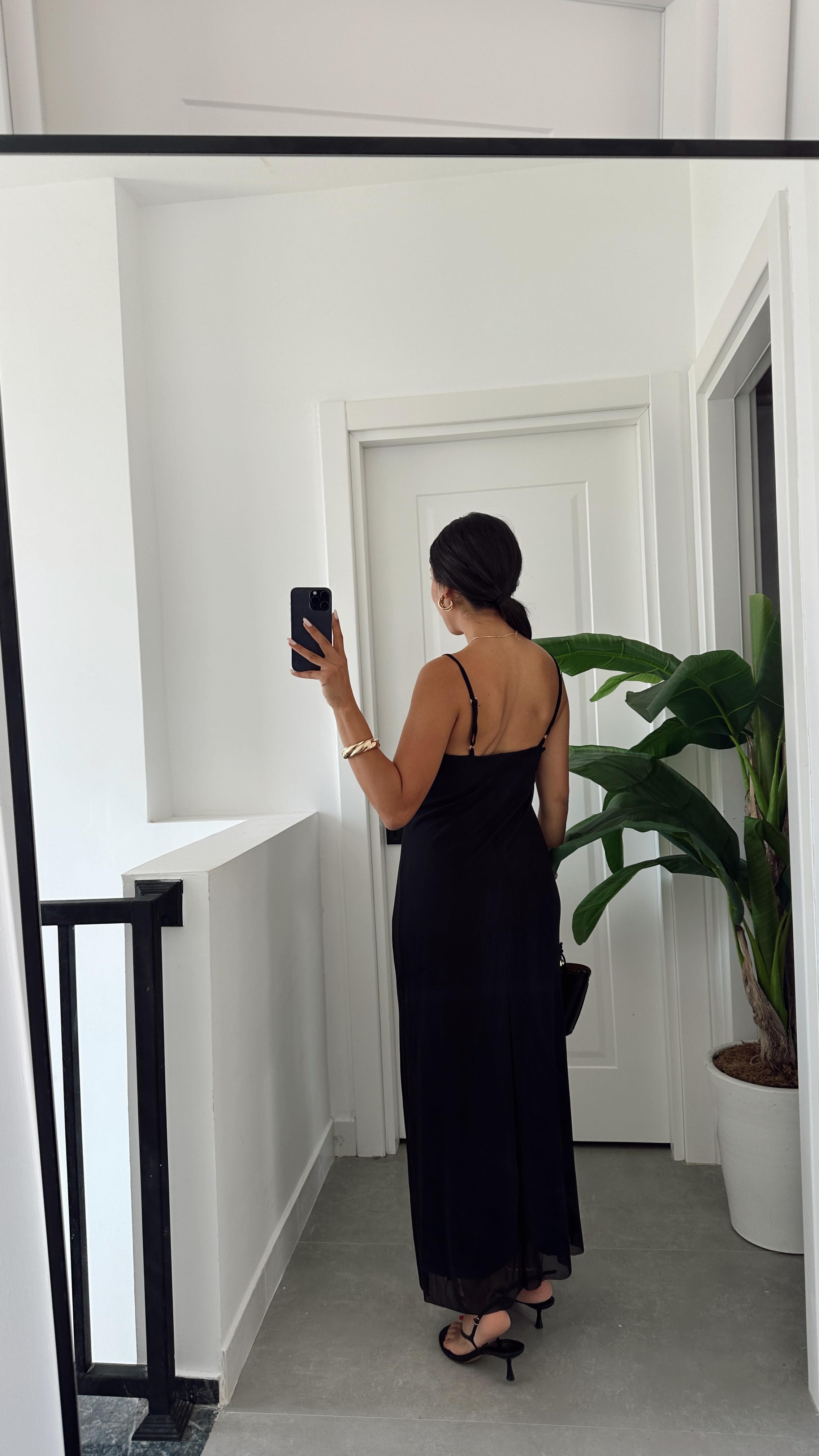 Losi Askılı Likralı Tül Elbise-9