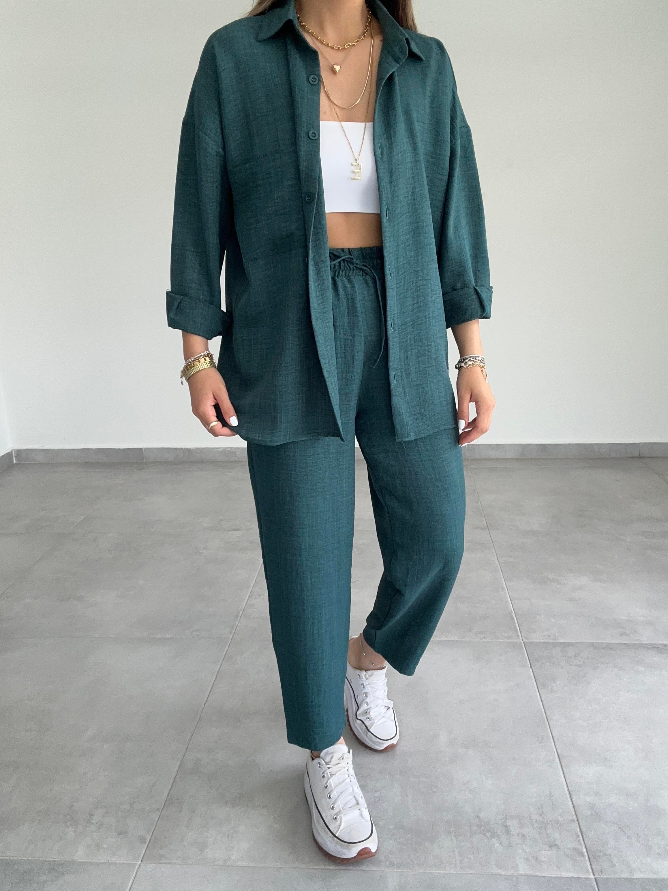Luna Benetton Keten Gömlek Pantolon Takım