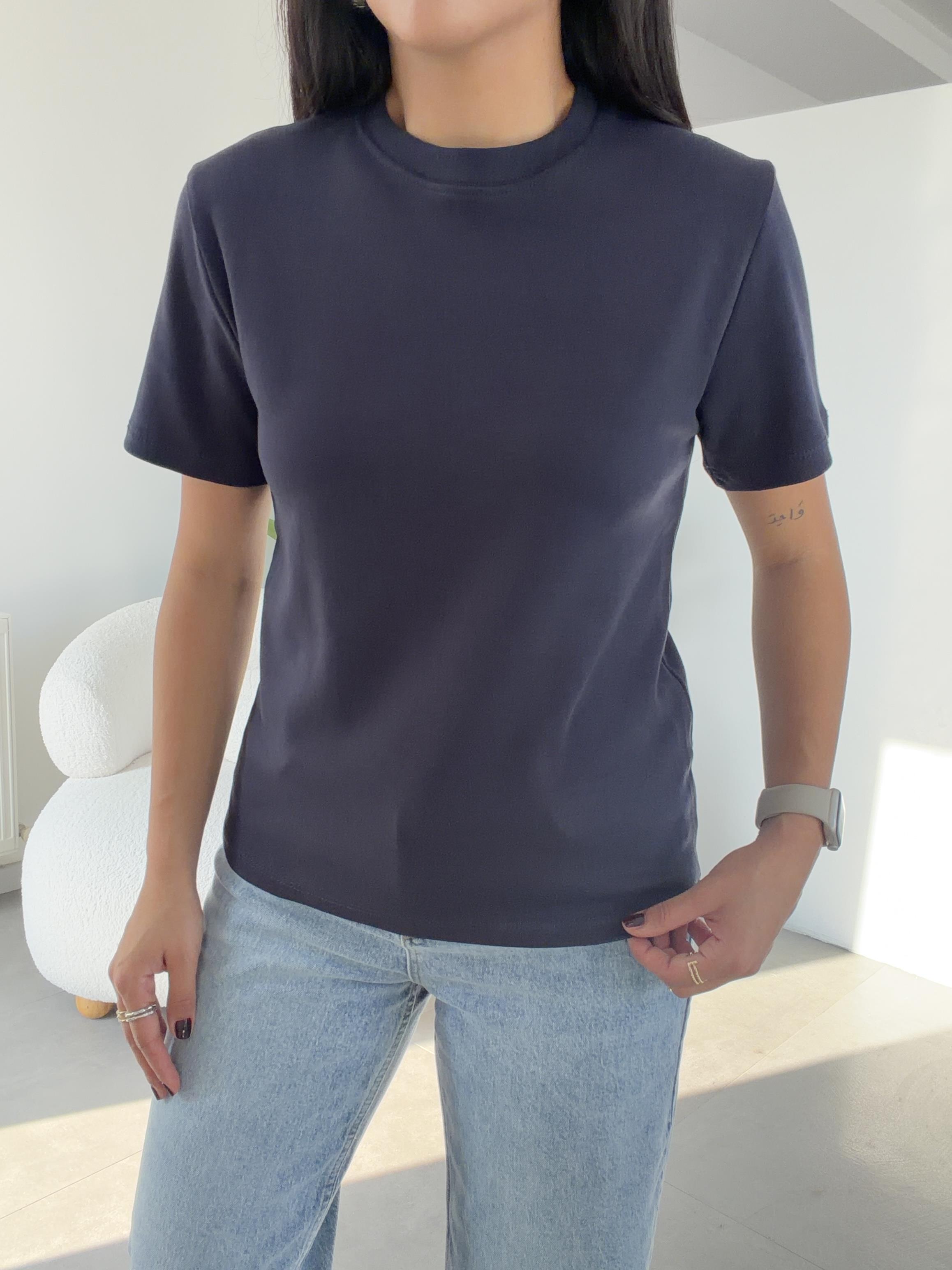 M-D Lacivert Bisiklet Yaka Tshirt