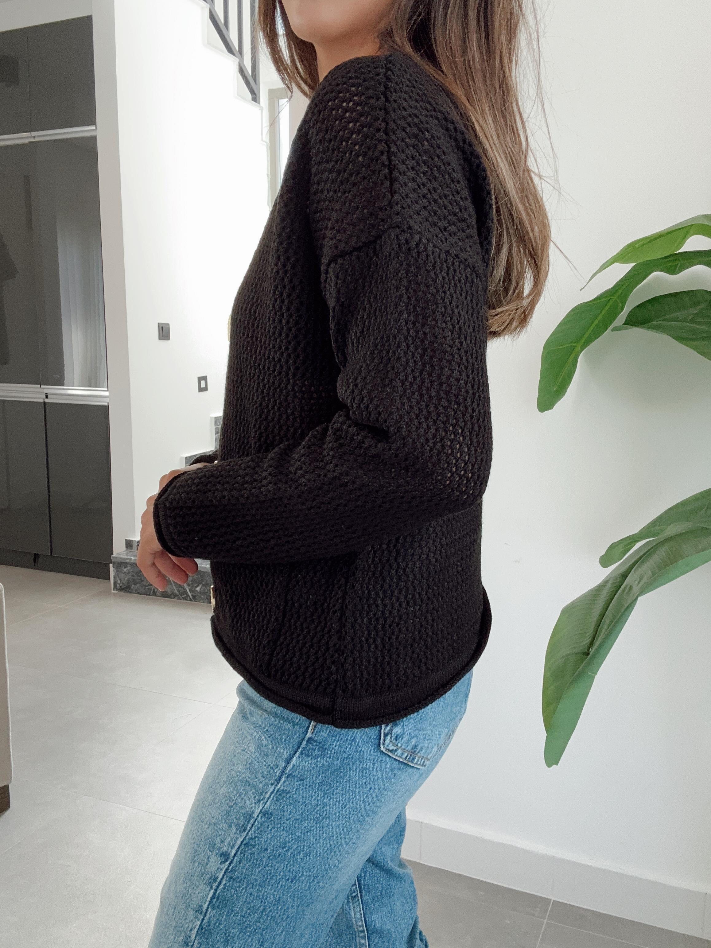 M-D Siyah Gold Düğmeli Hırka