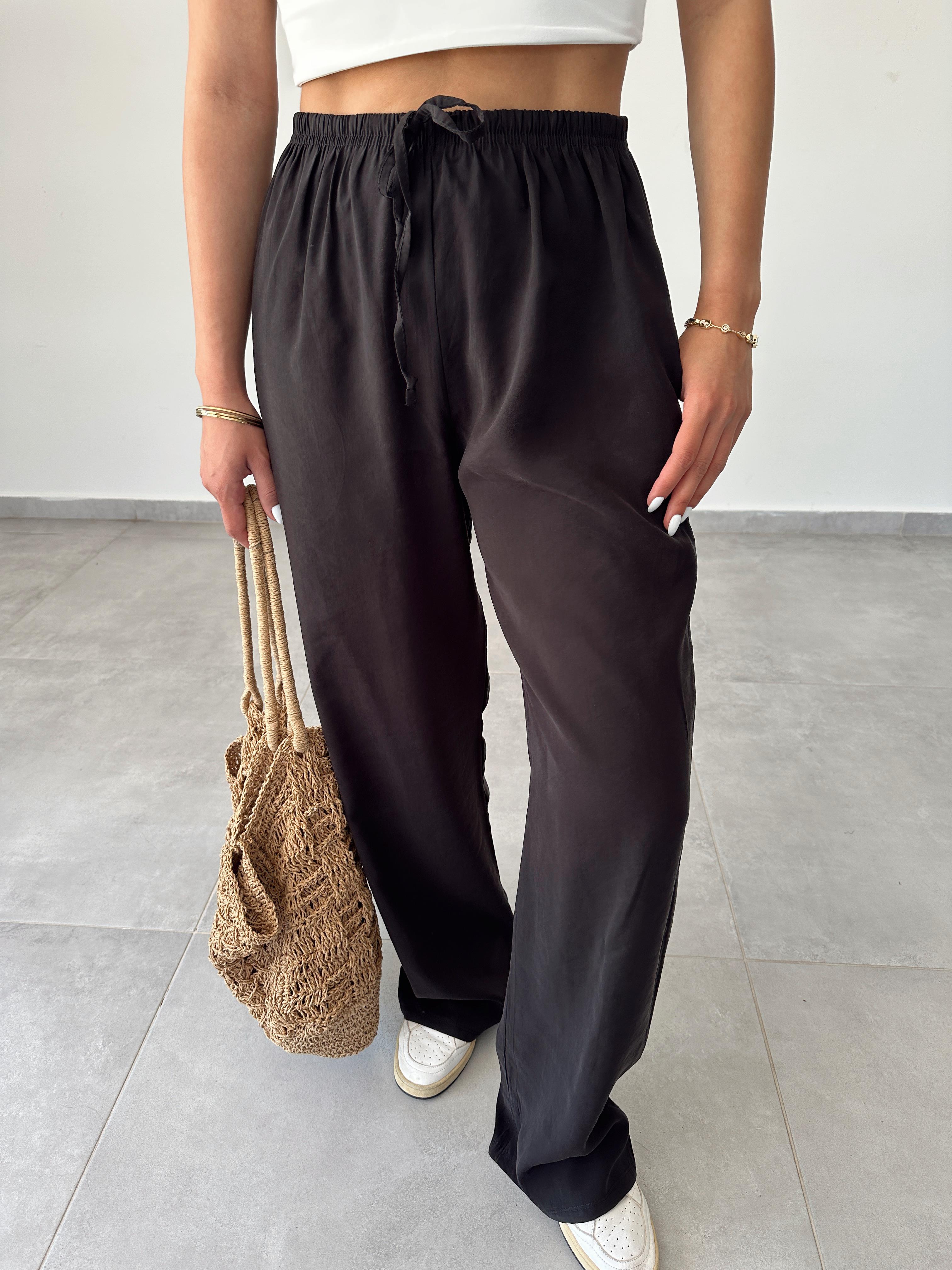 M-D Siyah Tensel İnce Kemerli Pantolon