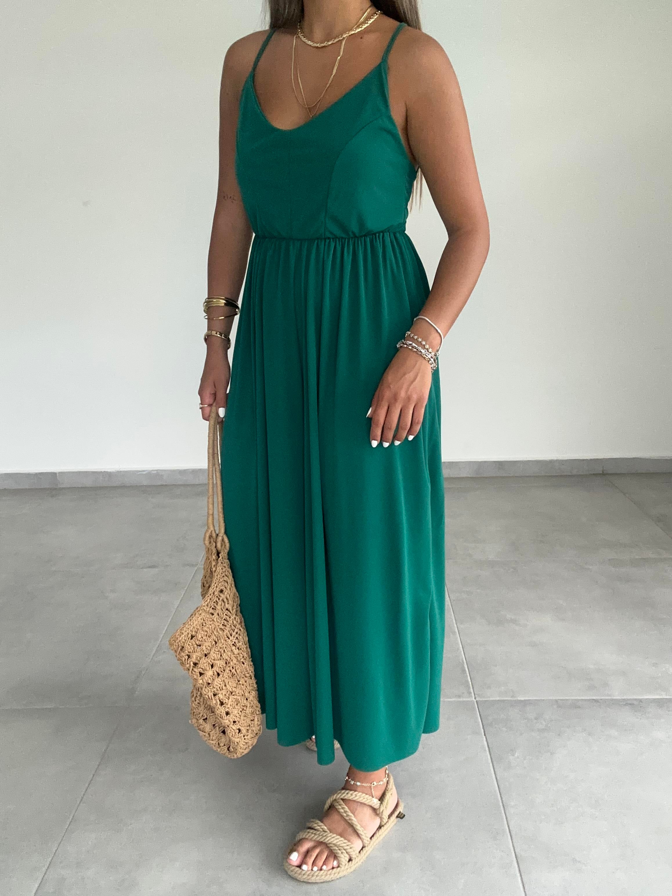 Maria Zümrüt Yeşili Çapraz Askılı Tulum