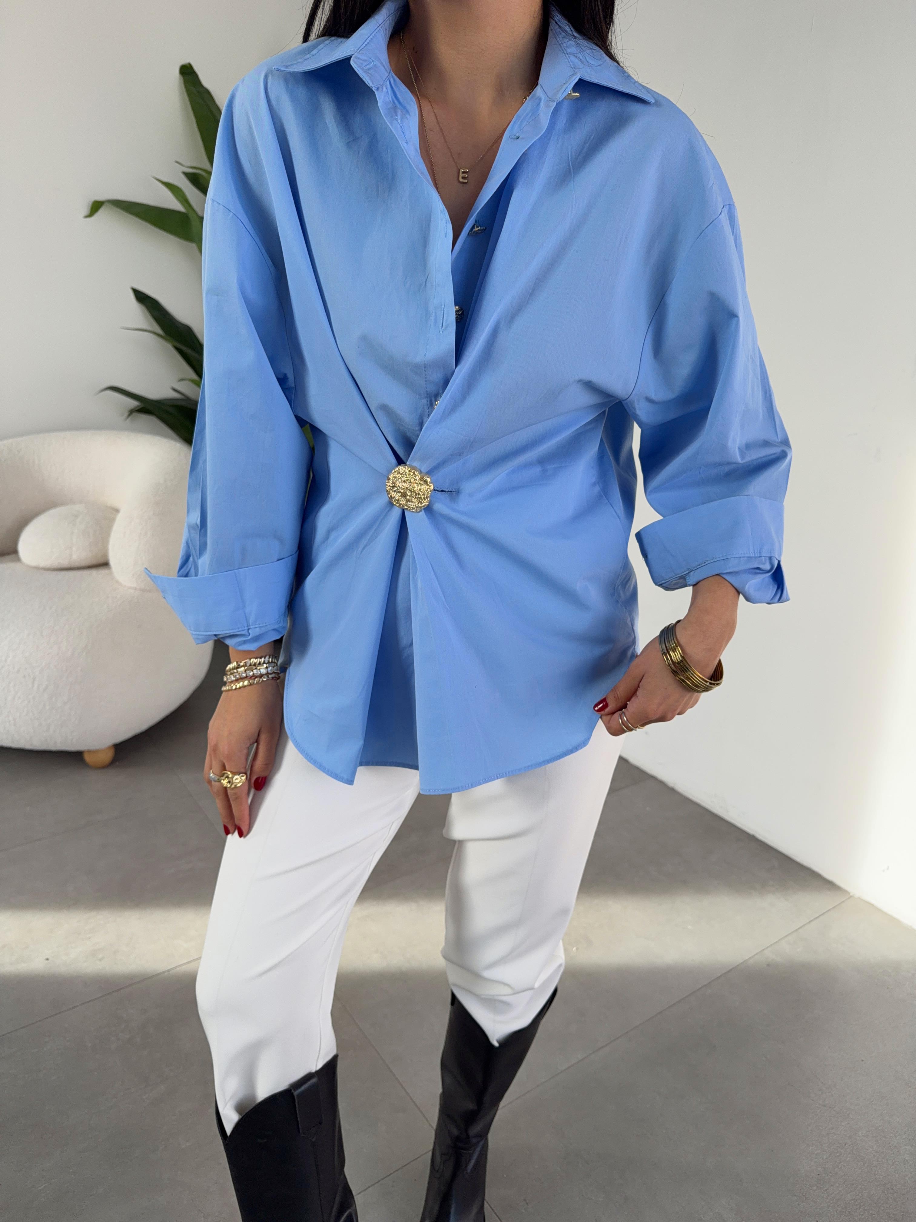 Mavi Gold Tokalı Poplin Gömlek