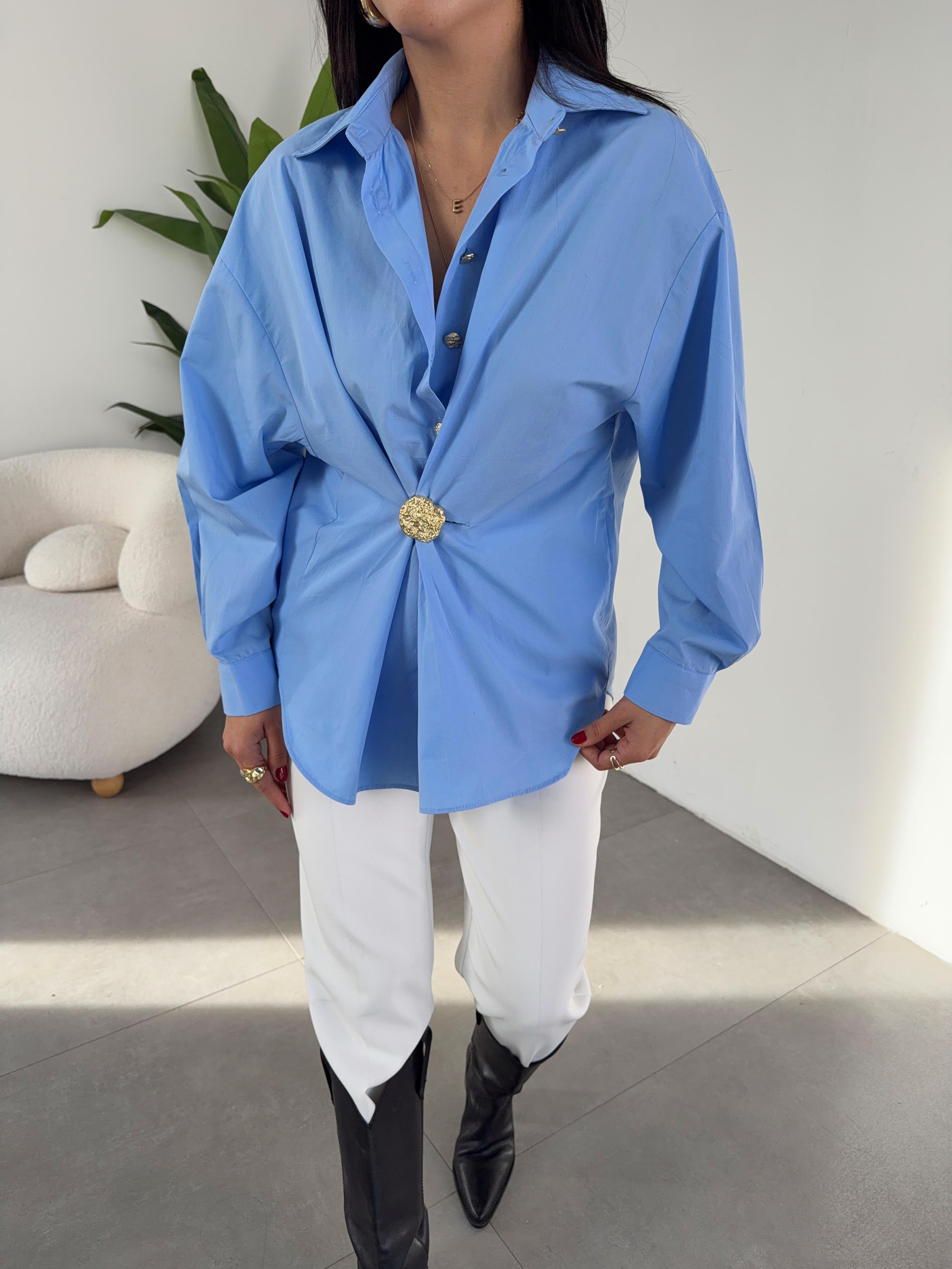 Mavi Gold Tokalı Poplin Gömlek