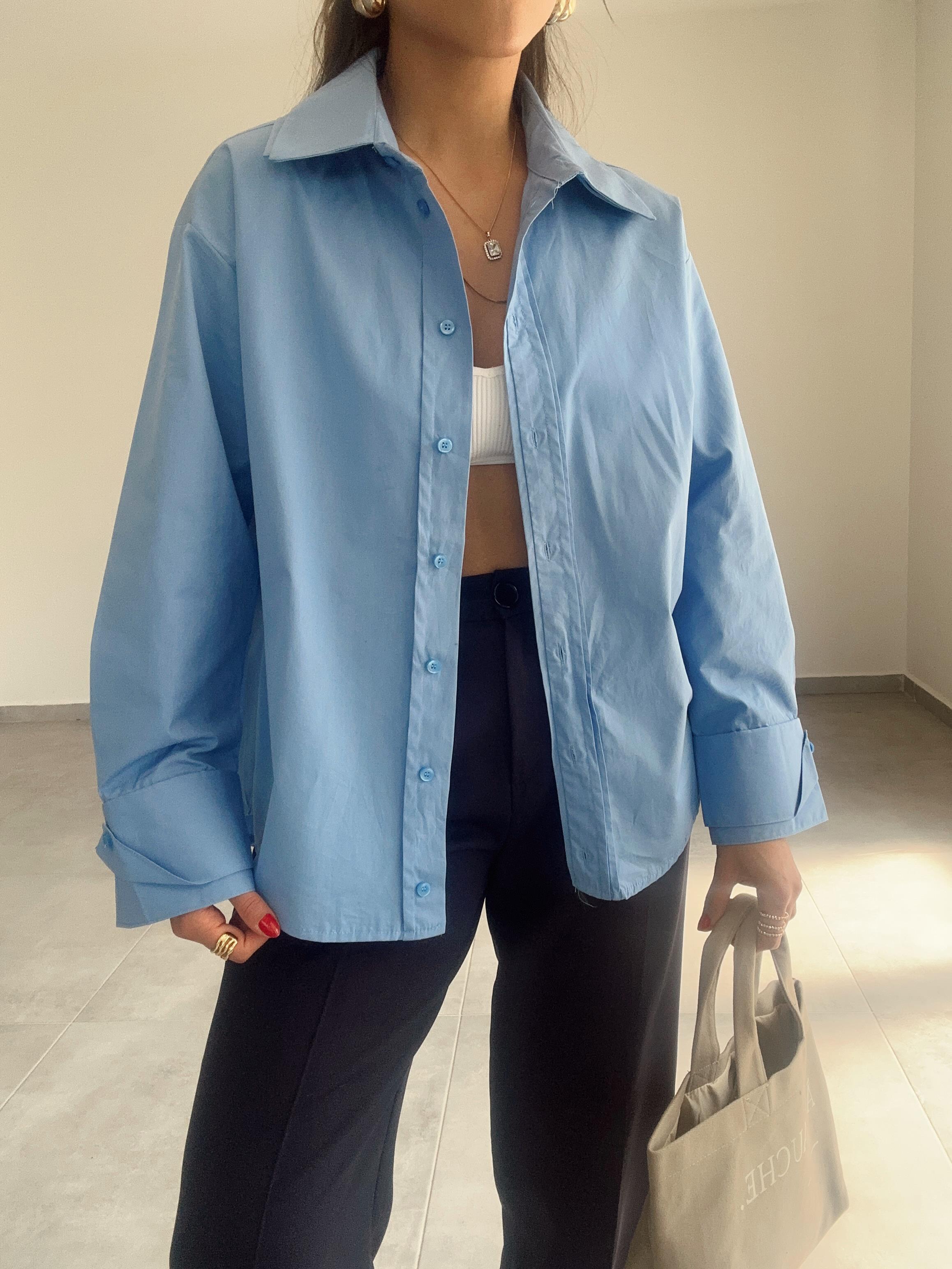Mavi Poplin Gömlek