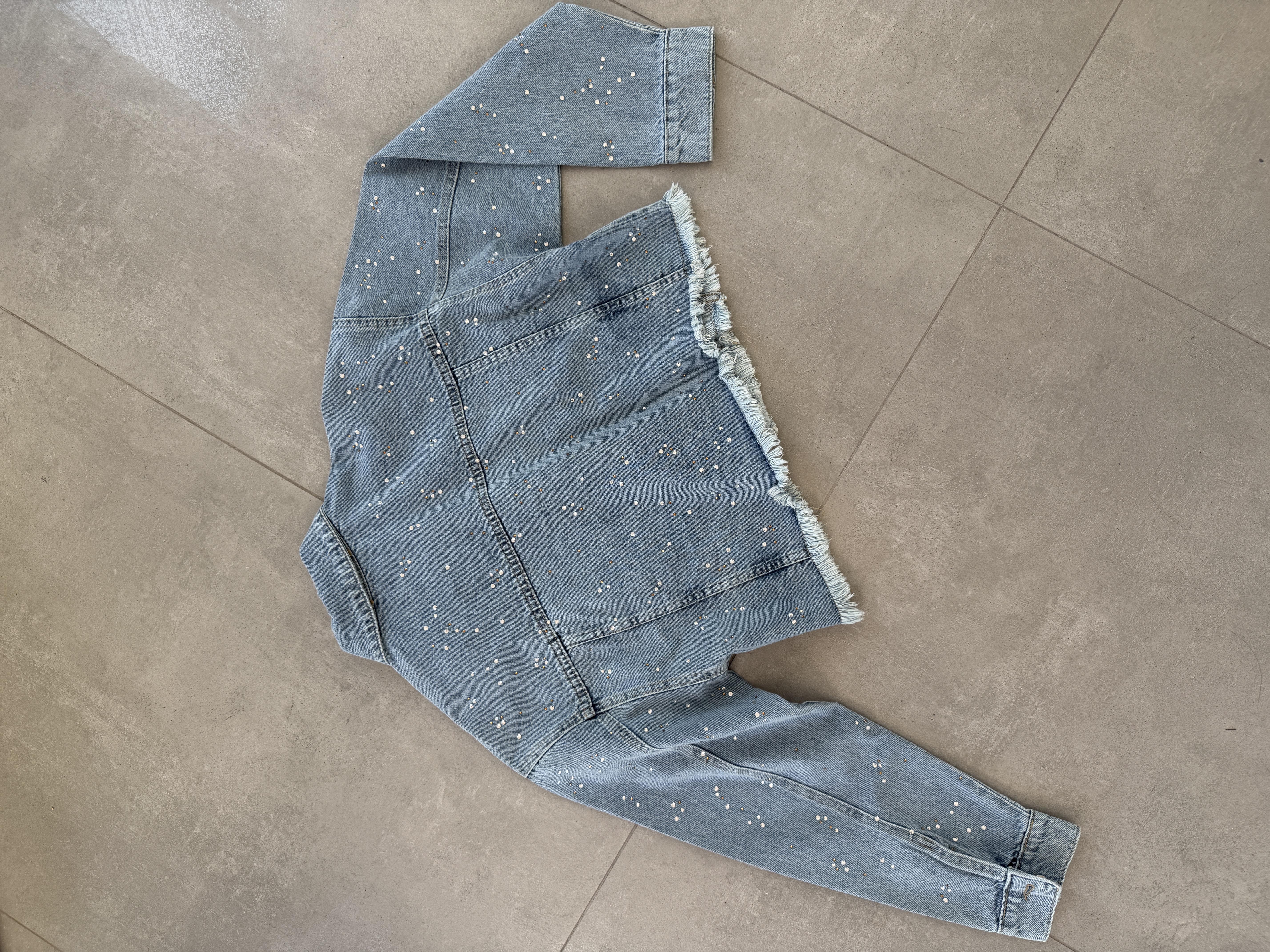 Mavi Taşlı Kot Ceket