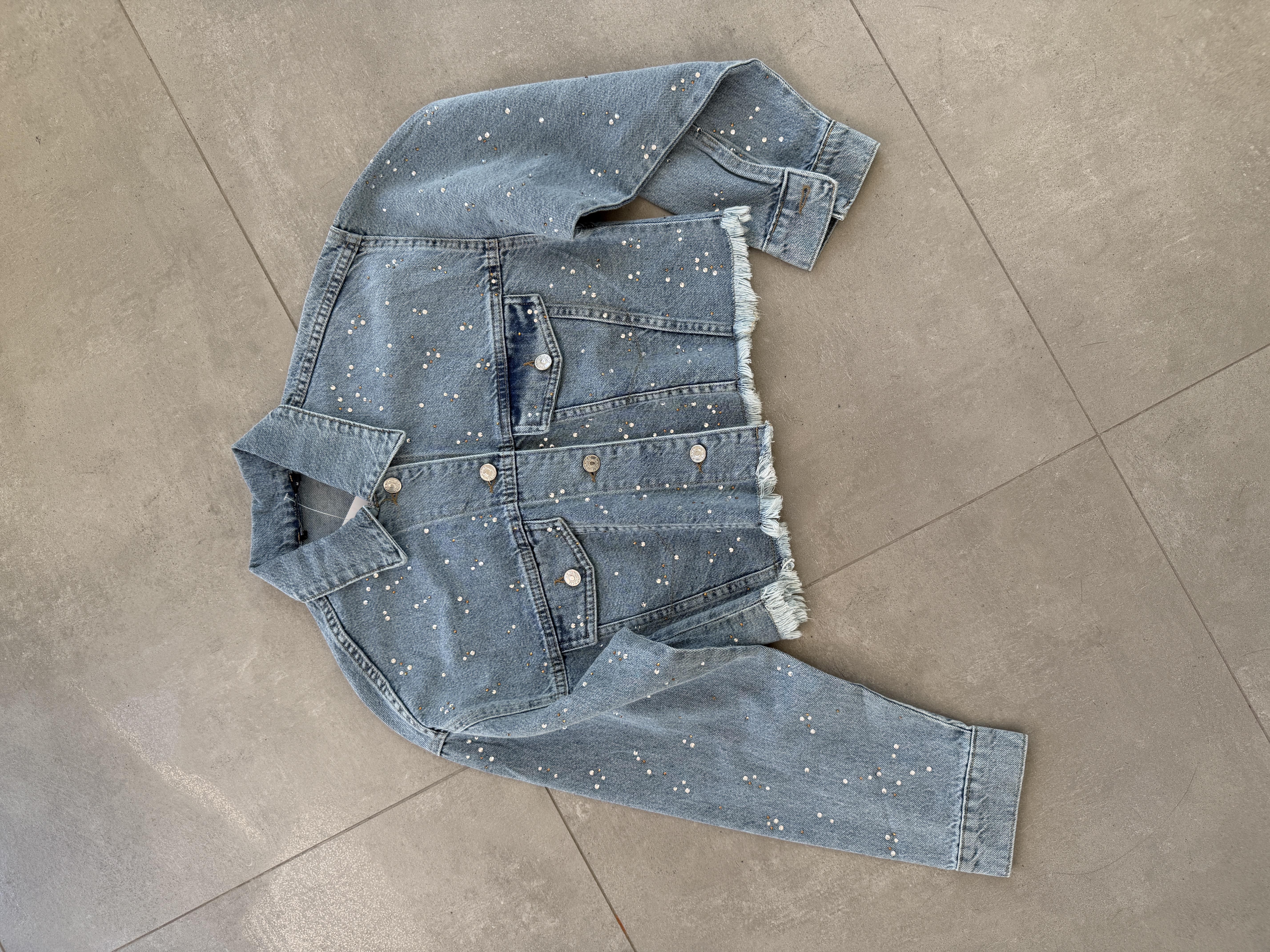 Mavi Taşlı Kot Ceket