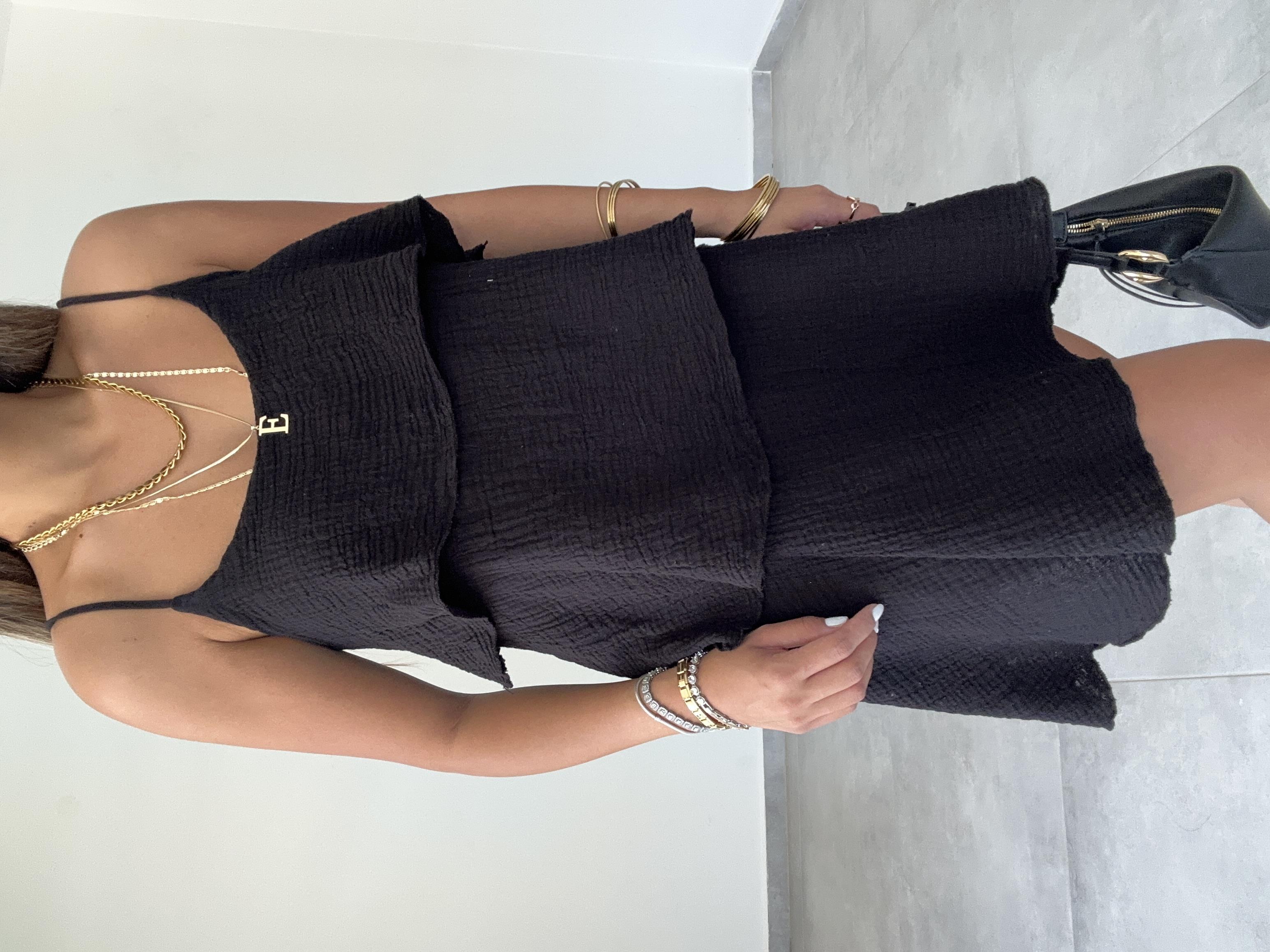 Meis Siyah Müslin Elbise