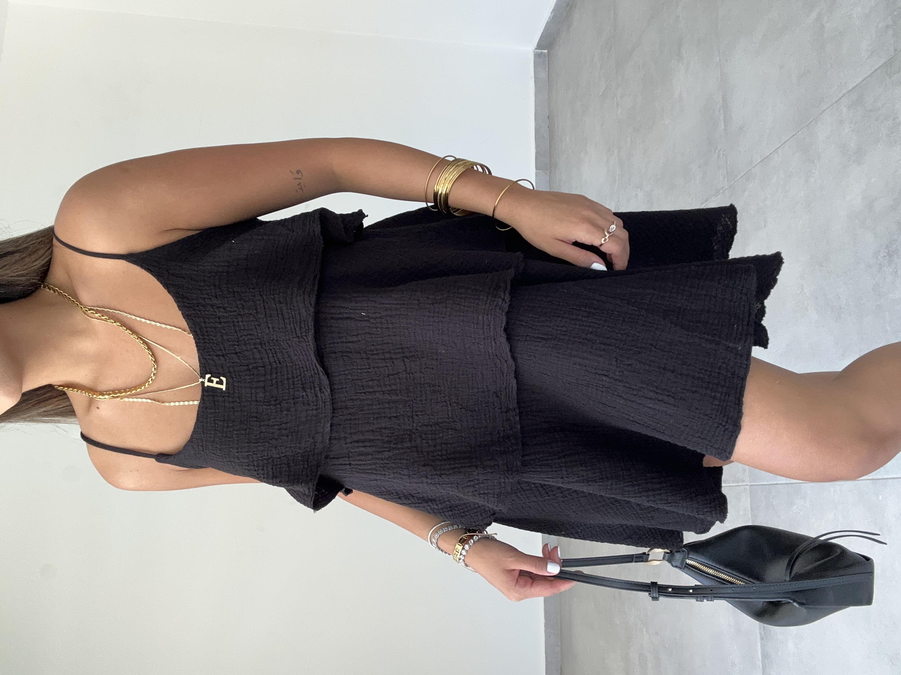 Meis Siyah Müslin Elbise