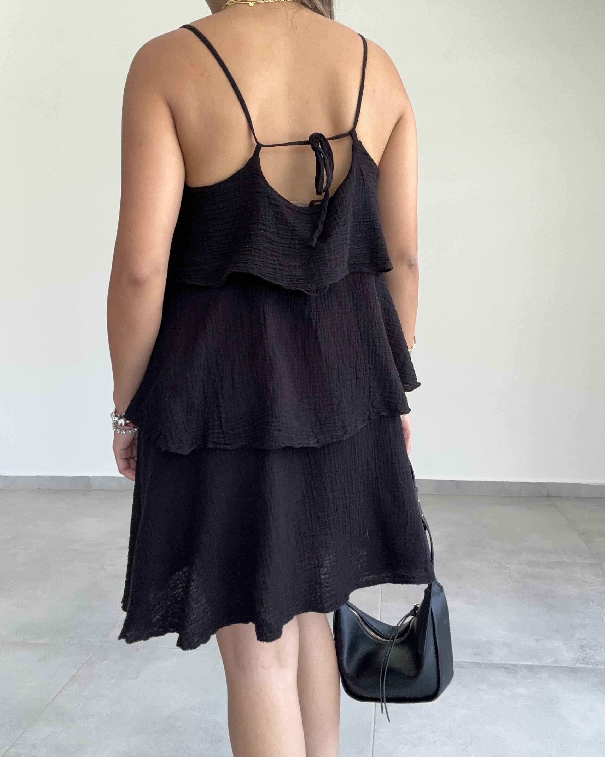 Meis Siyah Müslin Elbise