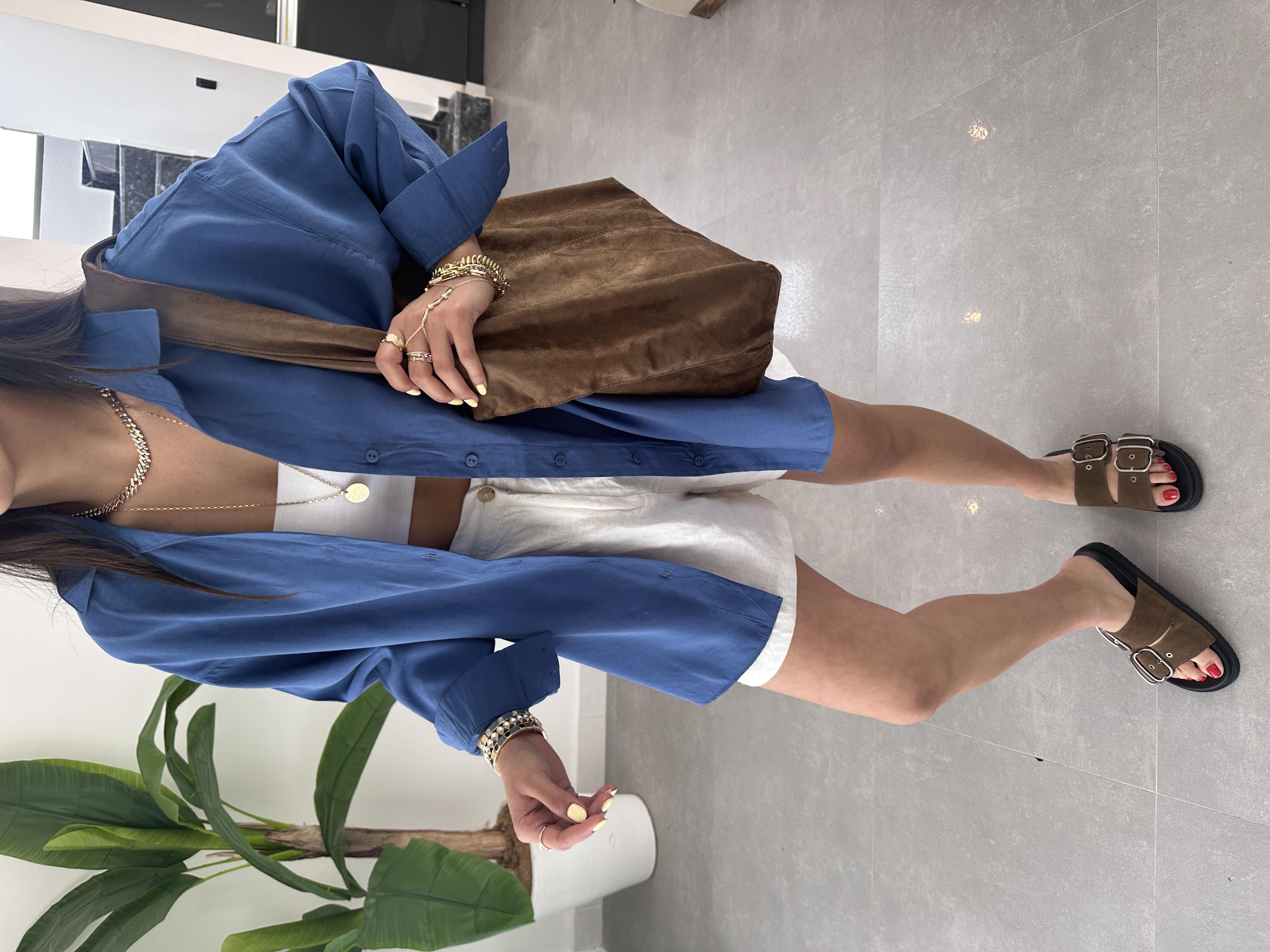Melina İndigo Oversize Gömlek