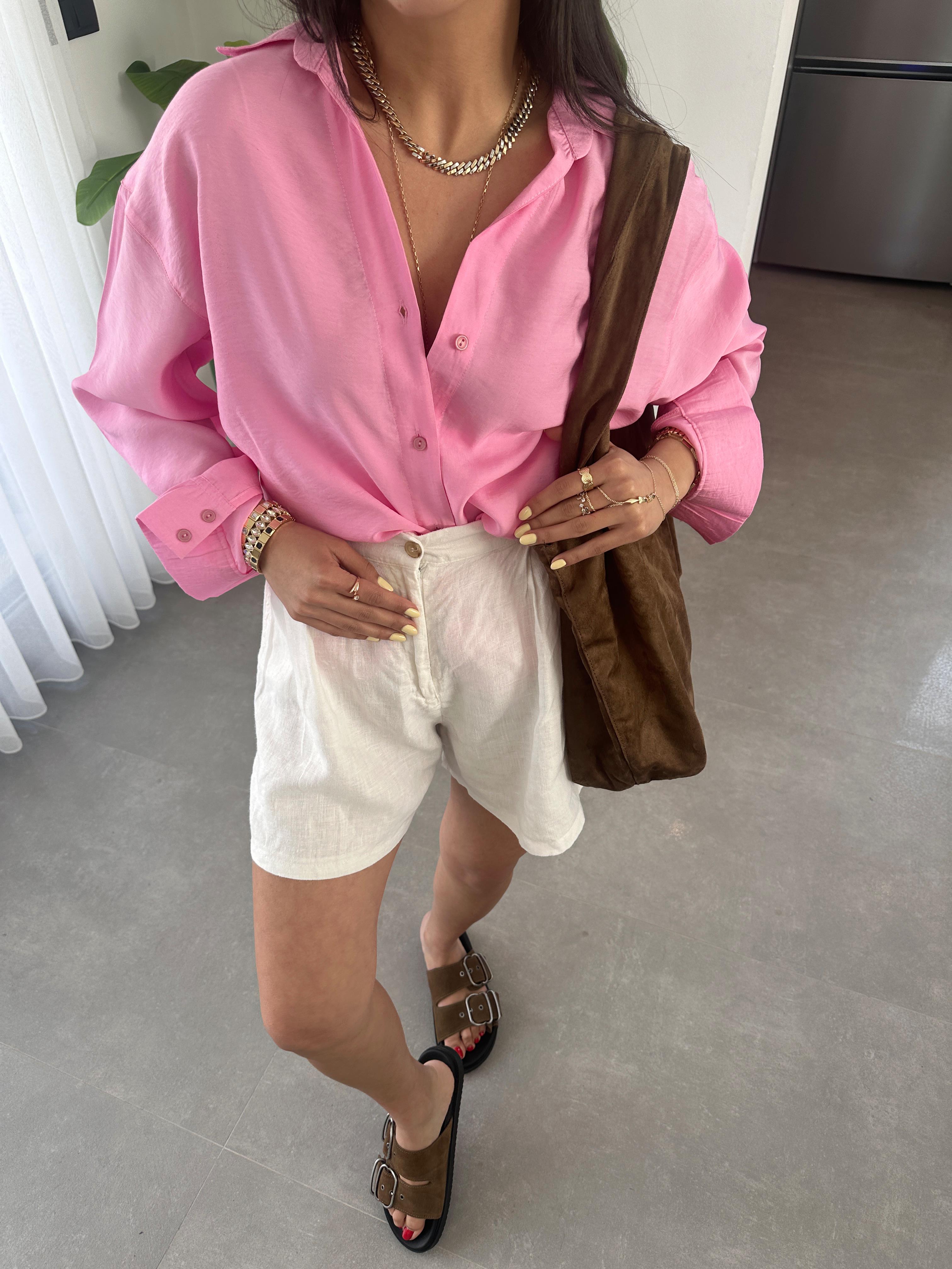 Melina Pembe Oversize Gömlek
