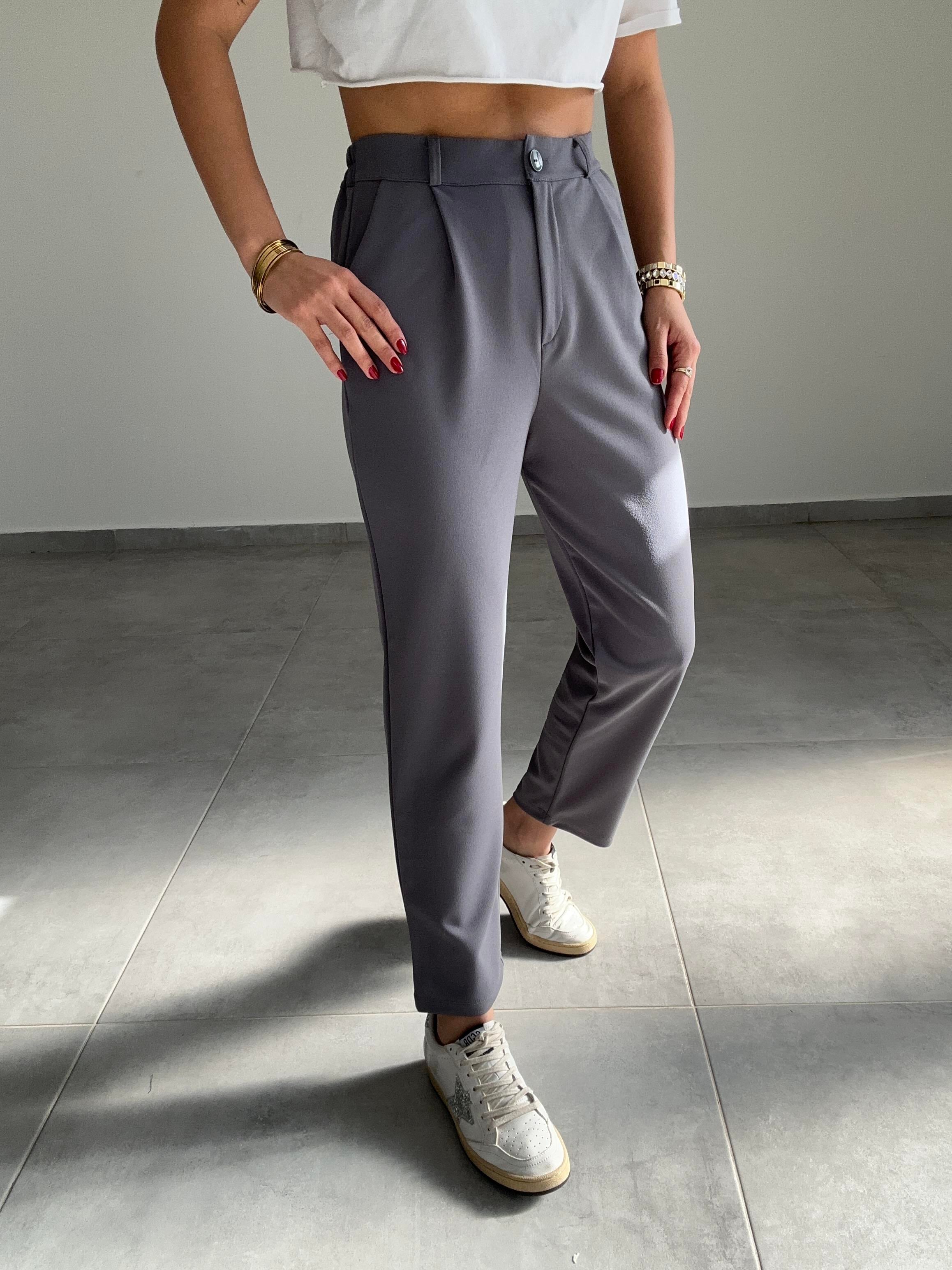 Meri Antrasit Arka Bel Lastikli Likralı Pantolon