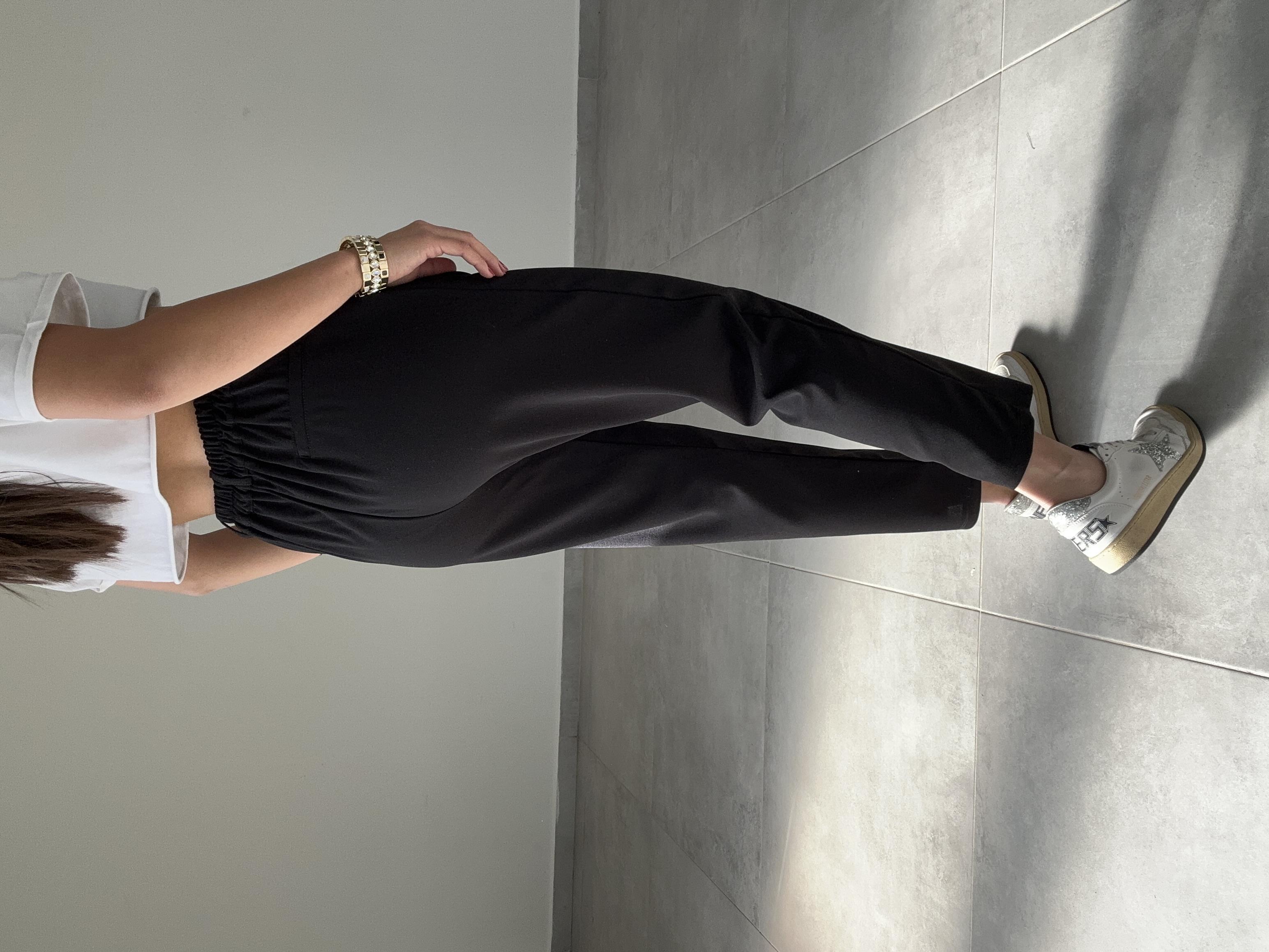 Meri Siyah Arka Bel Lastikli Likralı Pantolon