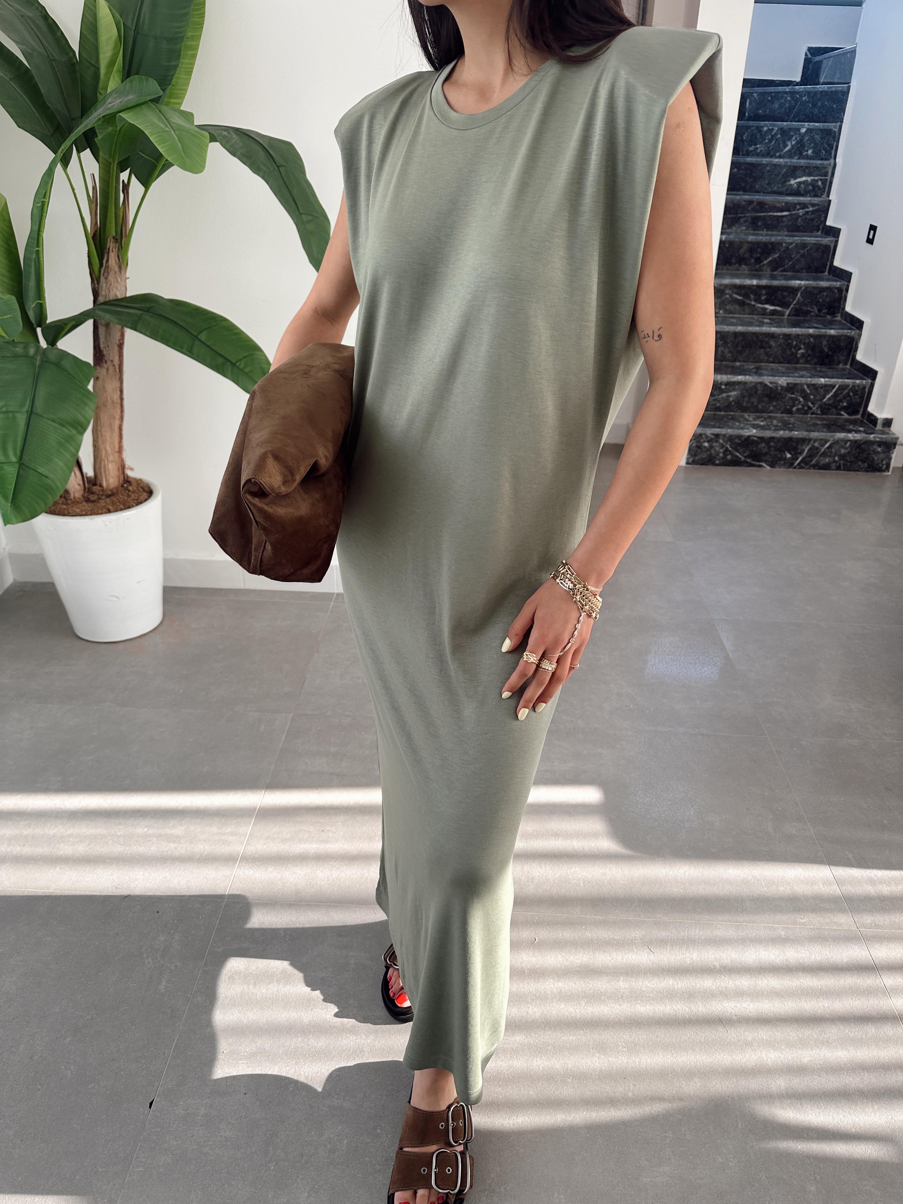 Mint Yeşili Modal Kumaş Bisiklet Yaka Vatkalı Elbise