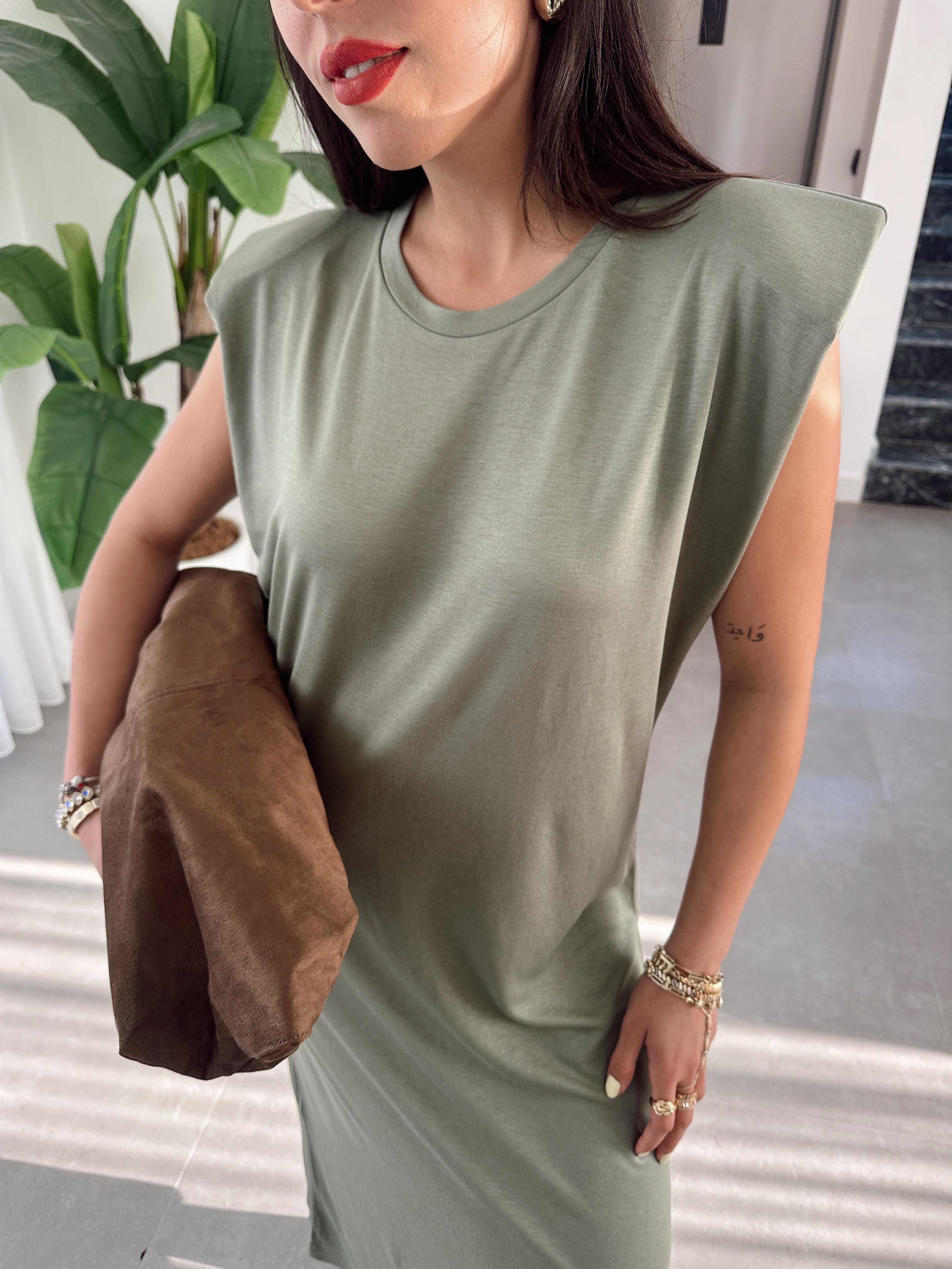 Mint Yeşili Modal Kumaş Bisiklet Yaka Vatkalı Elbise