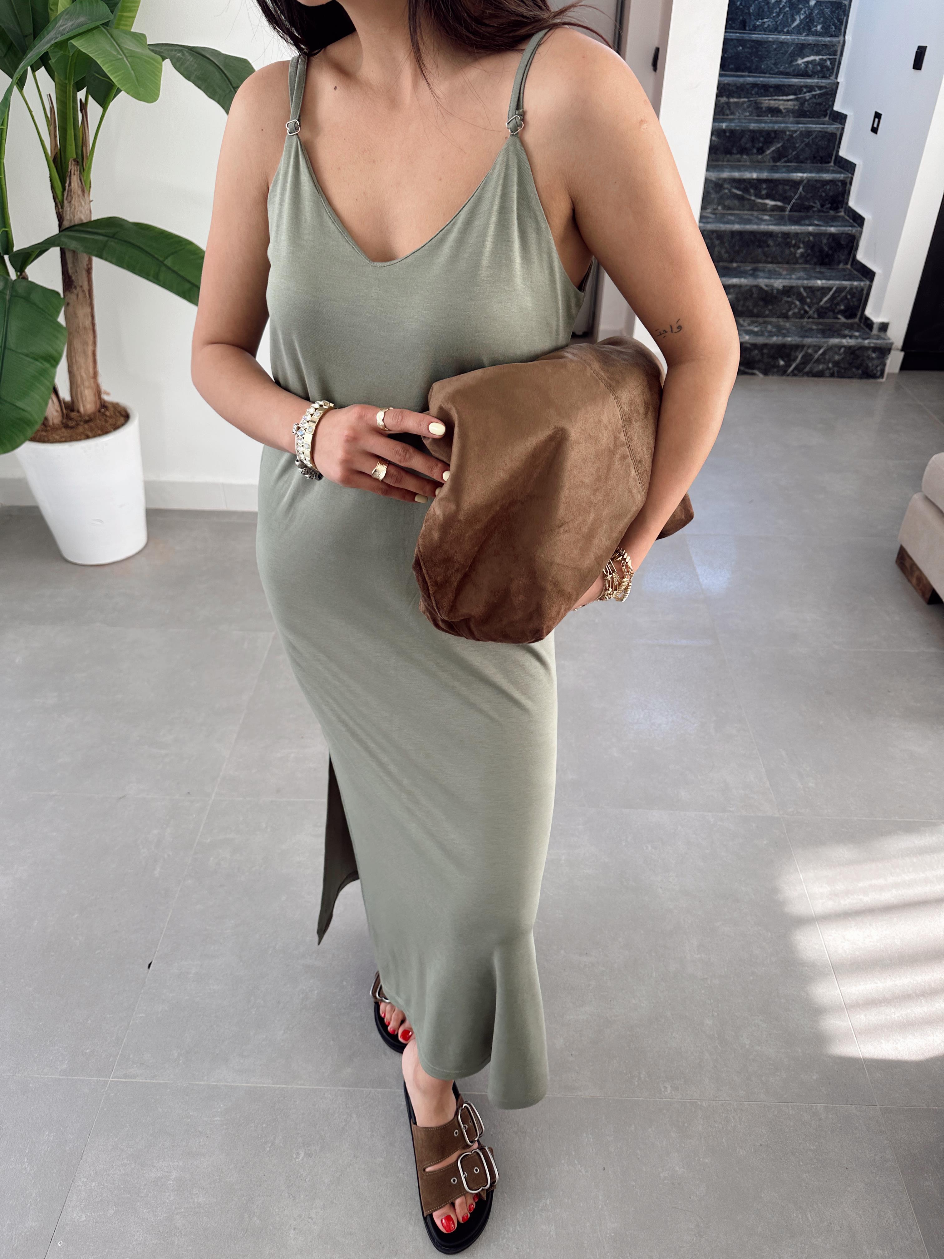 Mint Yeşili Modal Kumaş Lastik Askılı Elbise