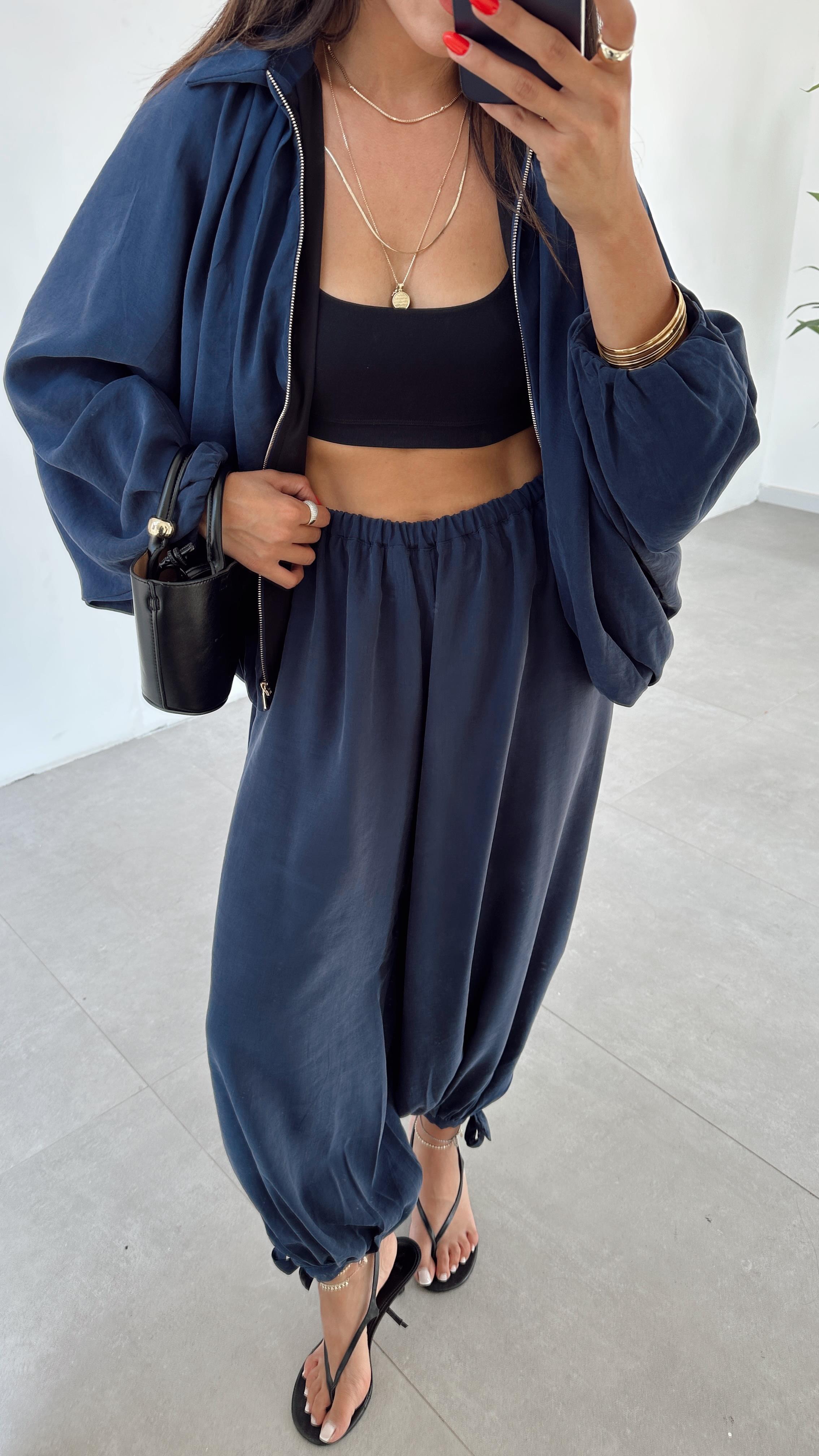 Miya Lacivert Fermuarlı Ceket