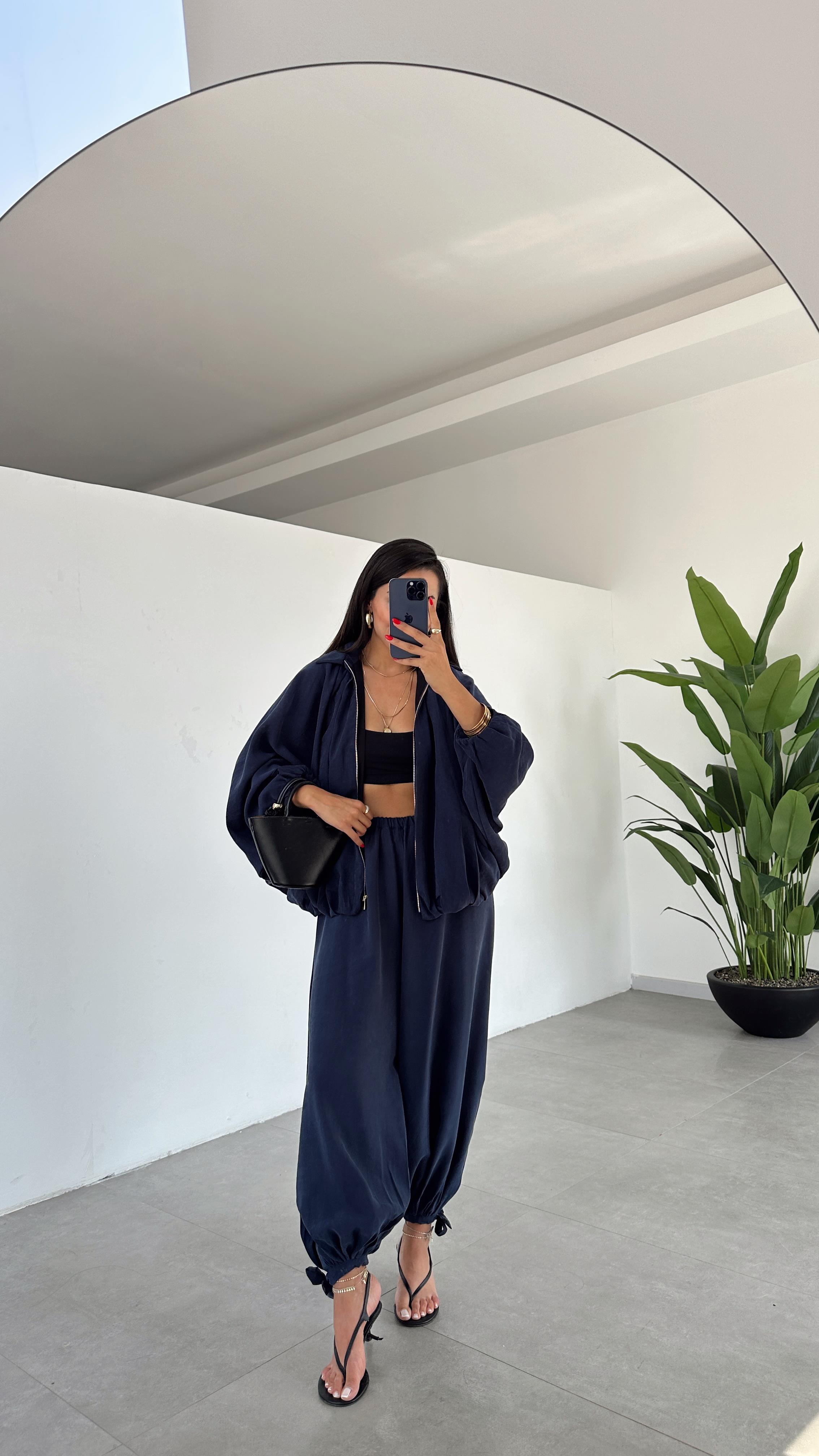 Miya Lacivert Fermuarlı Ceket