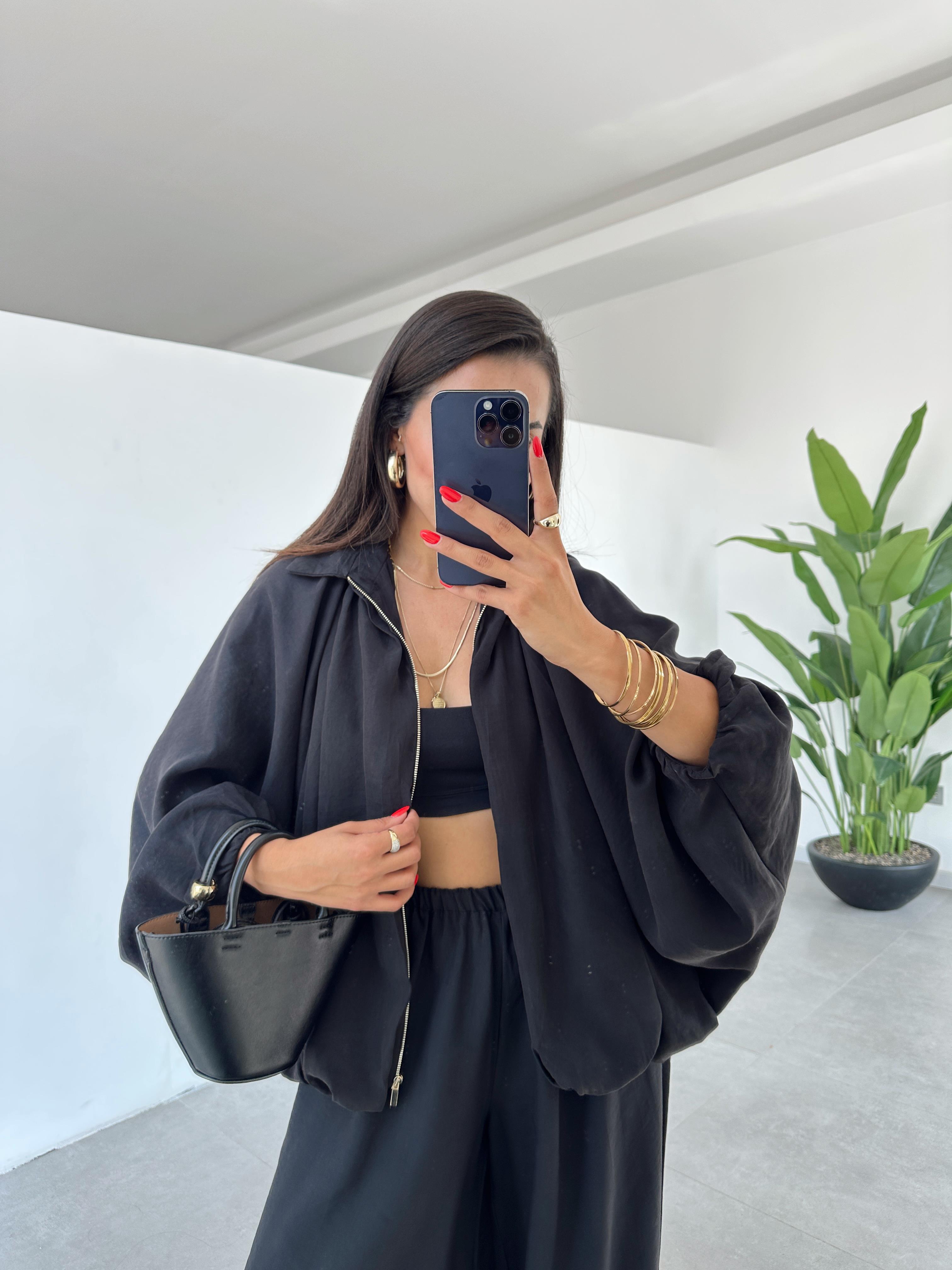 Miya Siyah Fermuarlı Ceket