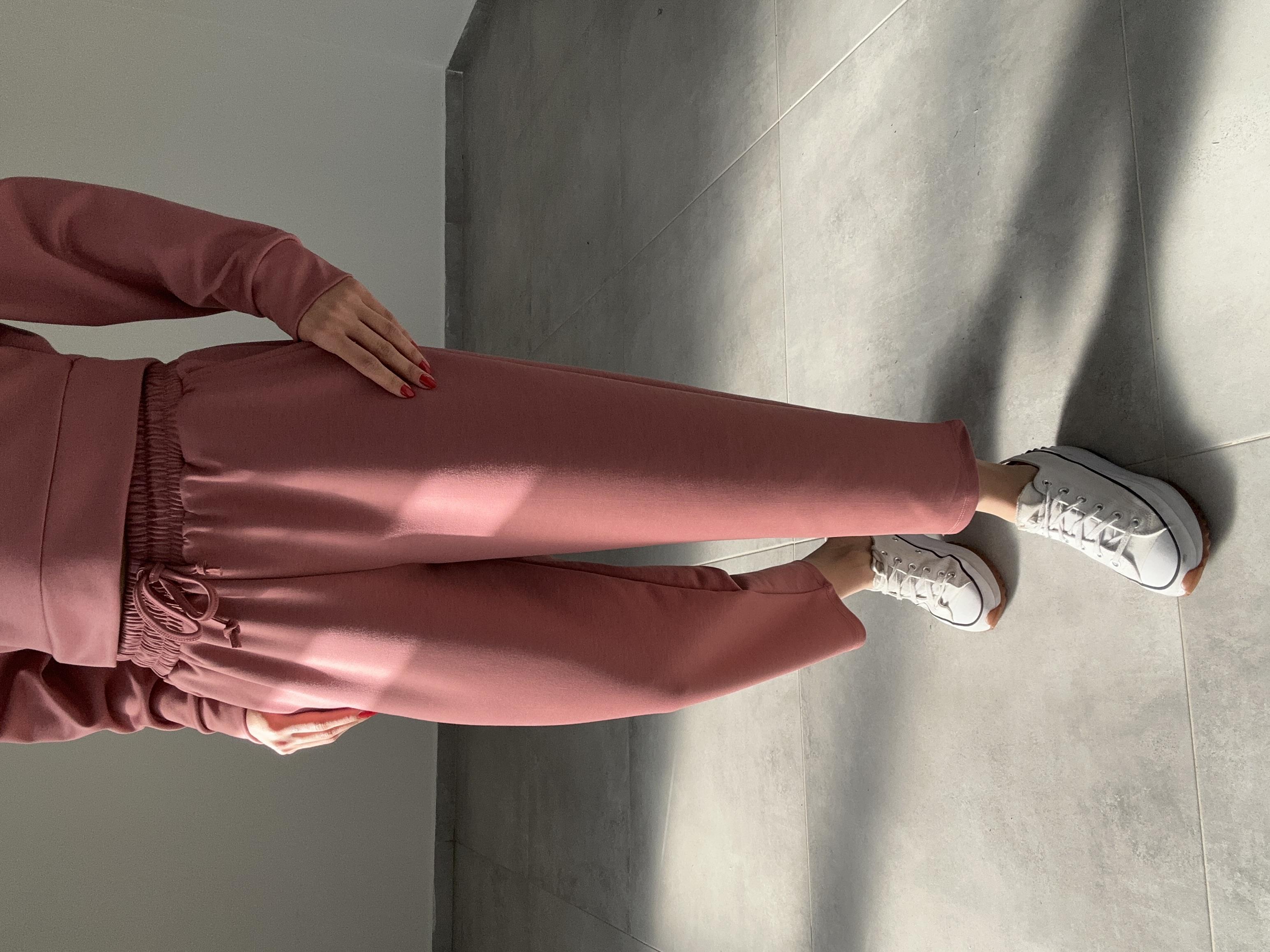 Modal Esnek Kumaş Crop Takım-Pudra