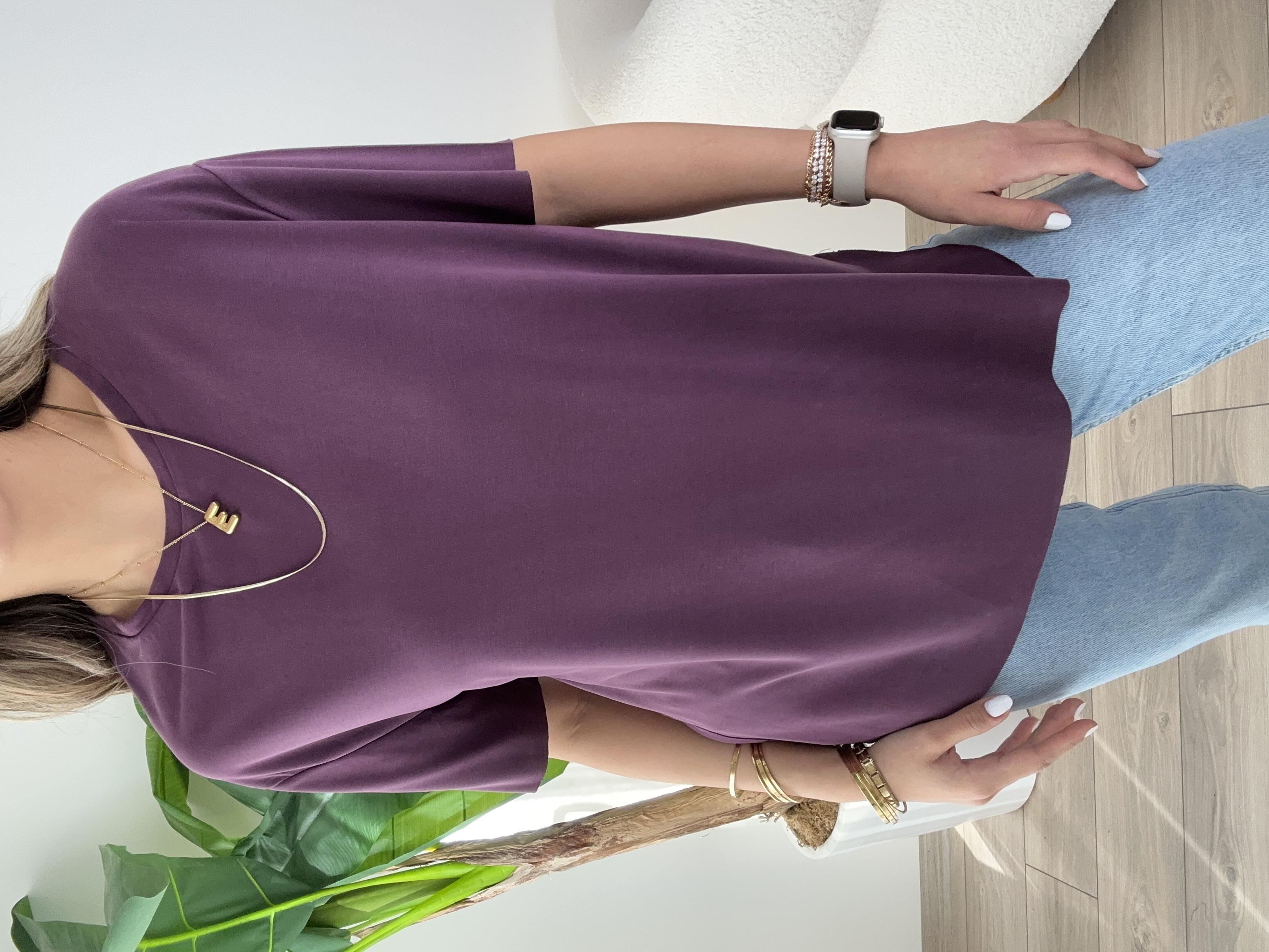 Mürdüm Modal Kumaş Bisiklet Yaka Tişört