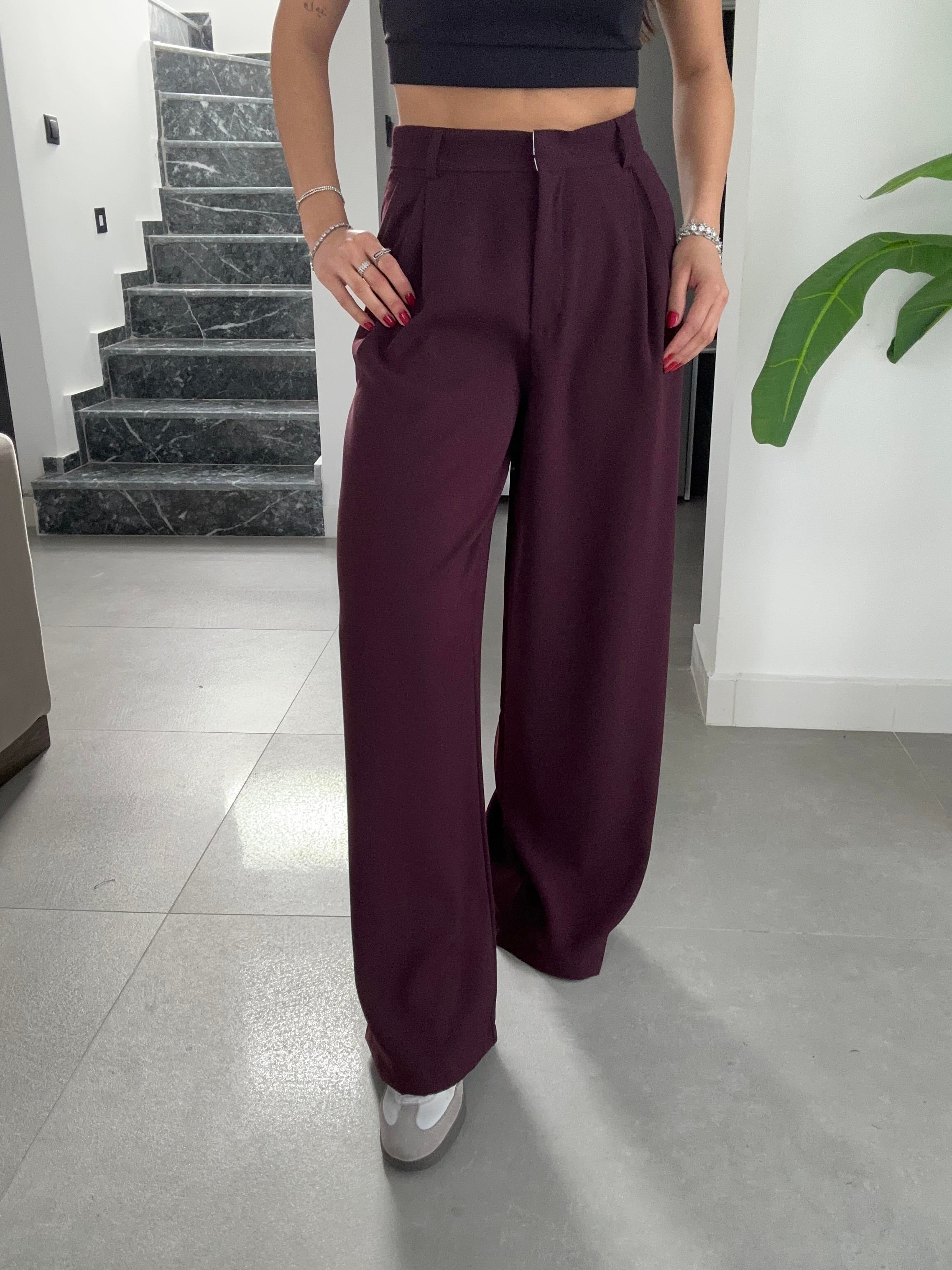 Mürdüm Premium Bol Paça Pantolon