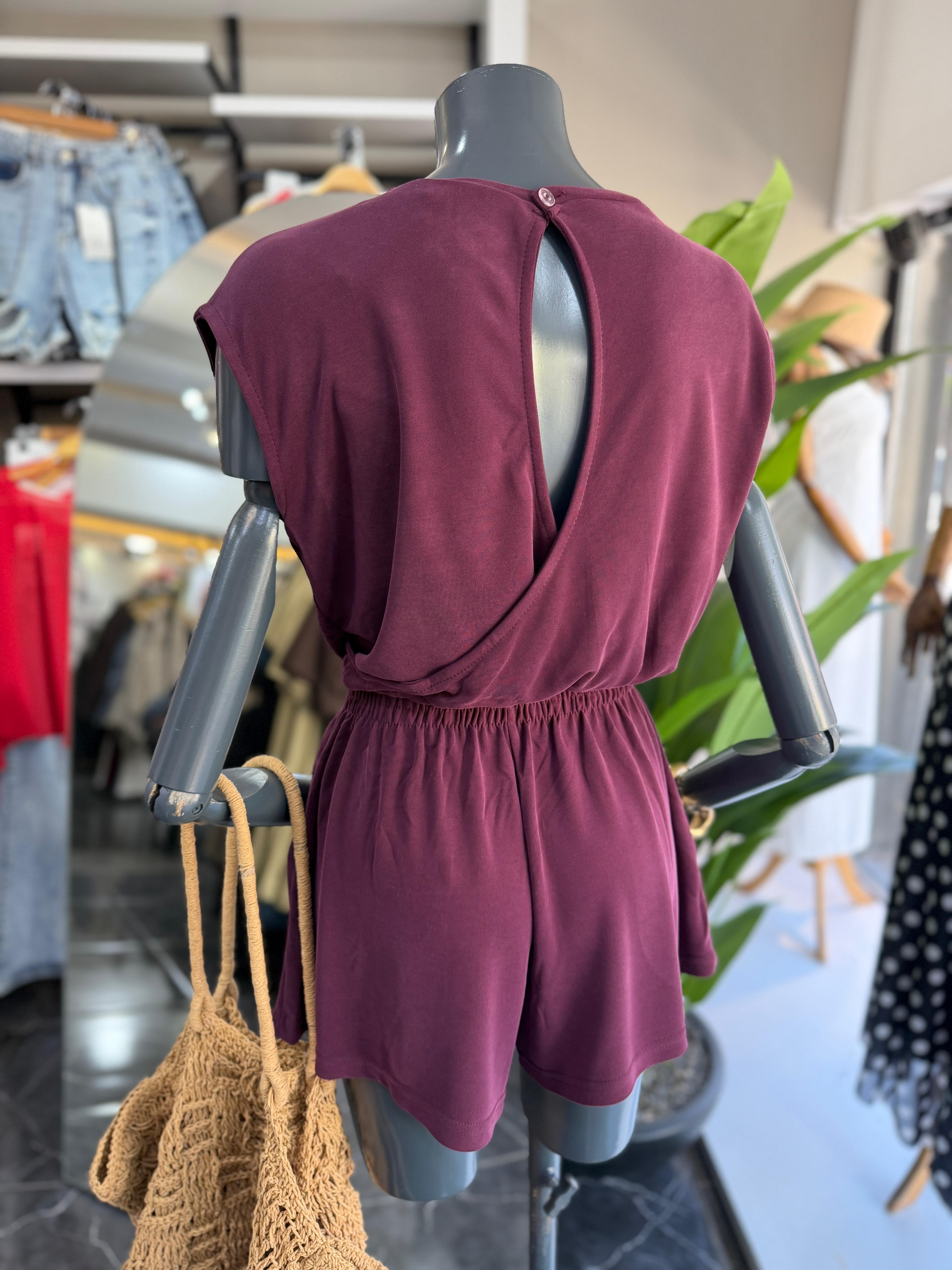 Mürdüm Sırt Detaylı Modal Tulum