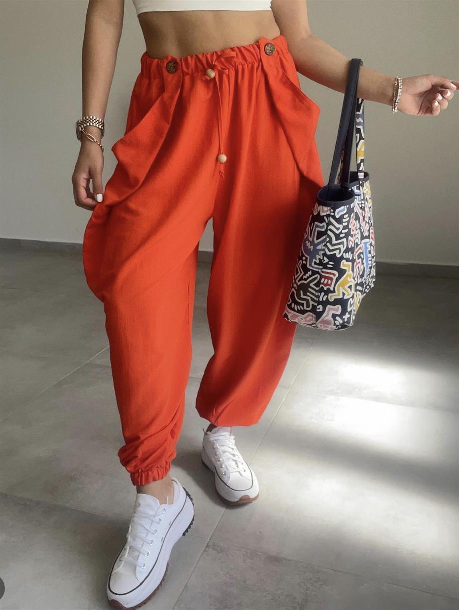 Nar Çiçeği Tasarım Şalvar Pantolon