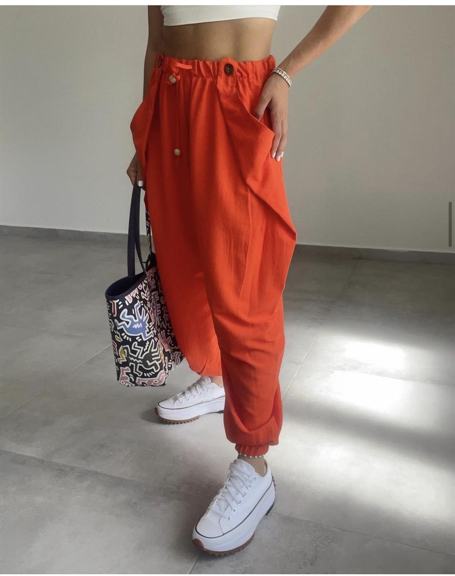 Nar Çiçeği Tasarım Şalvar Pantolon