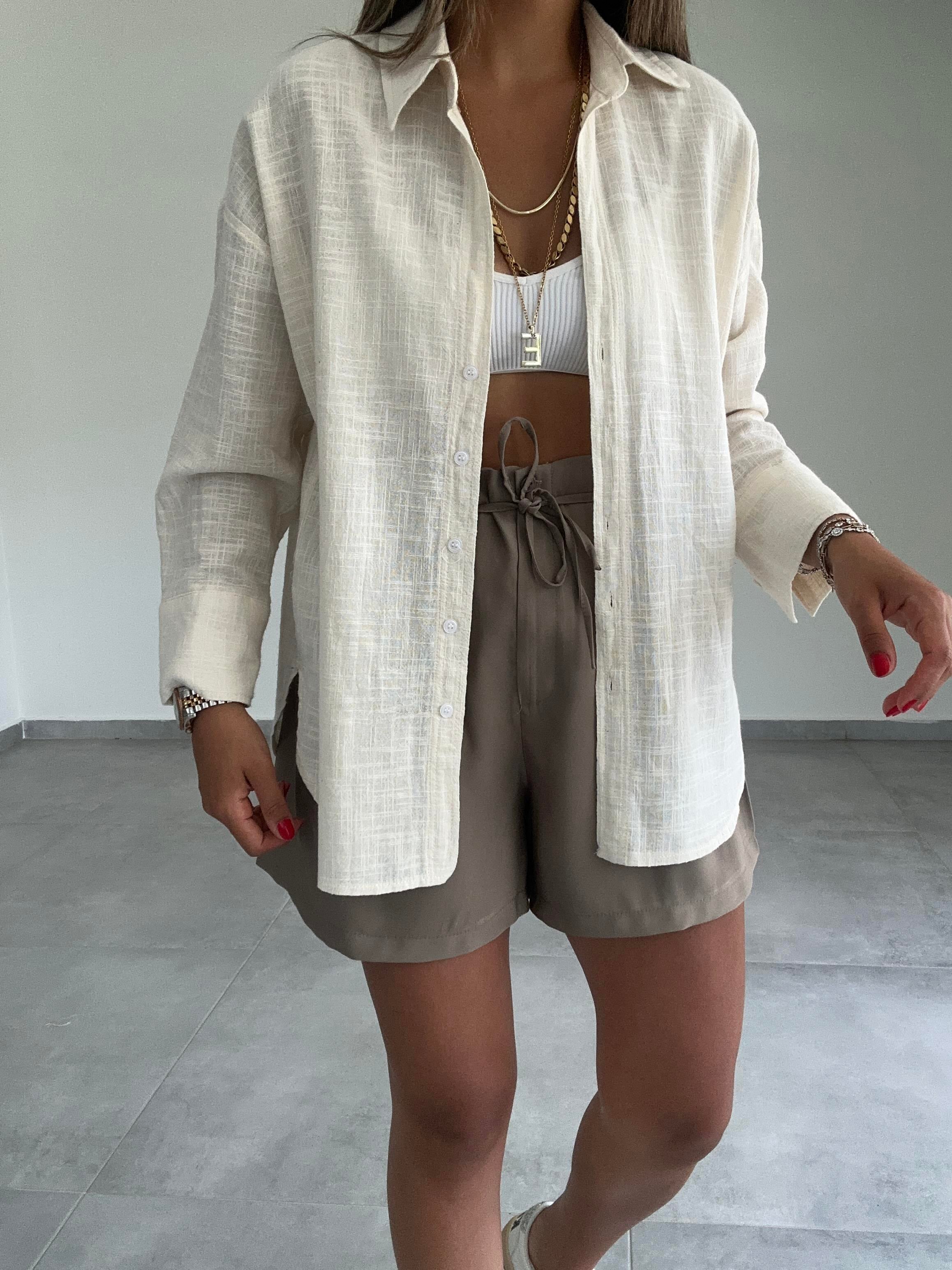 Naturel Oversize Gömlek