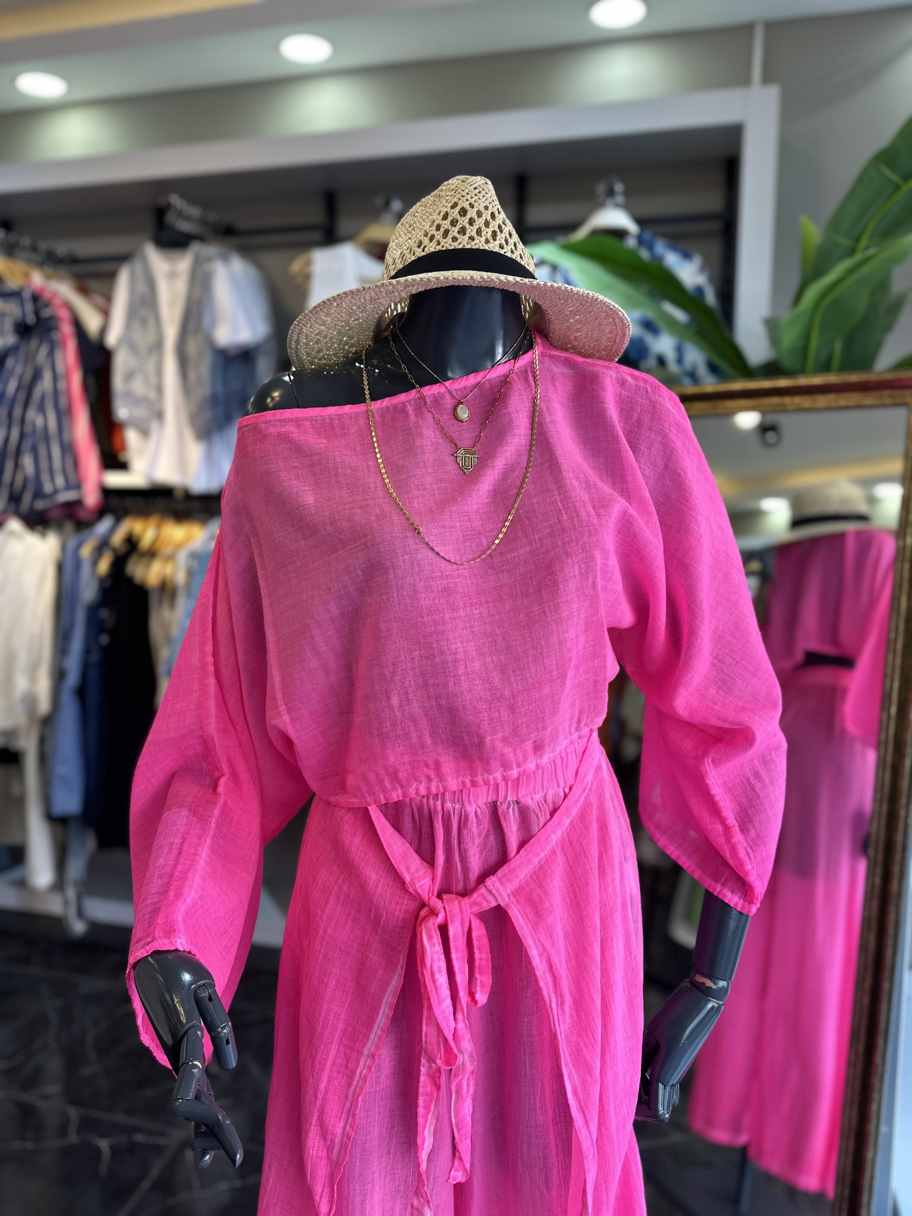 Neon Pembe Datça Bluz