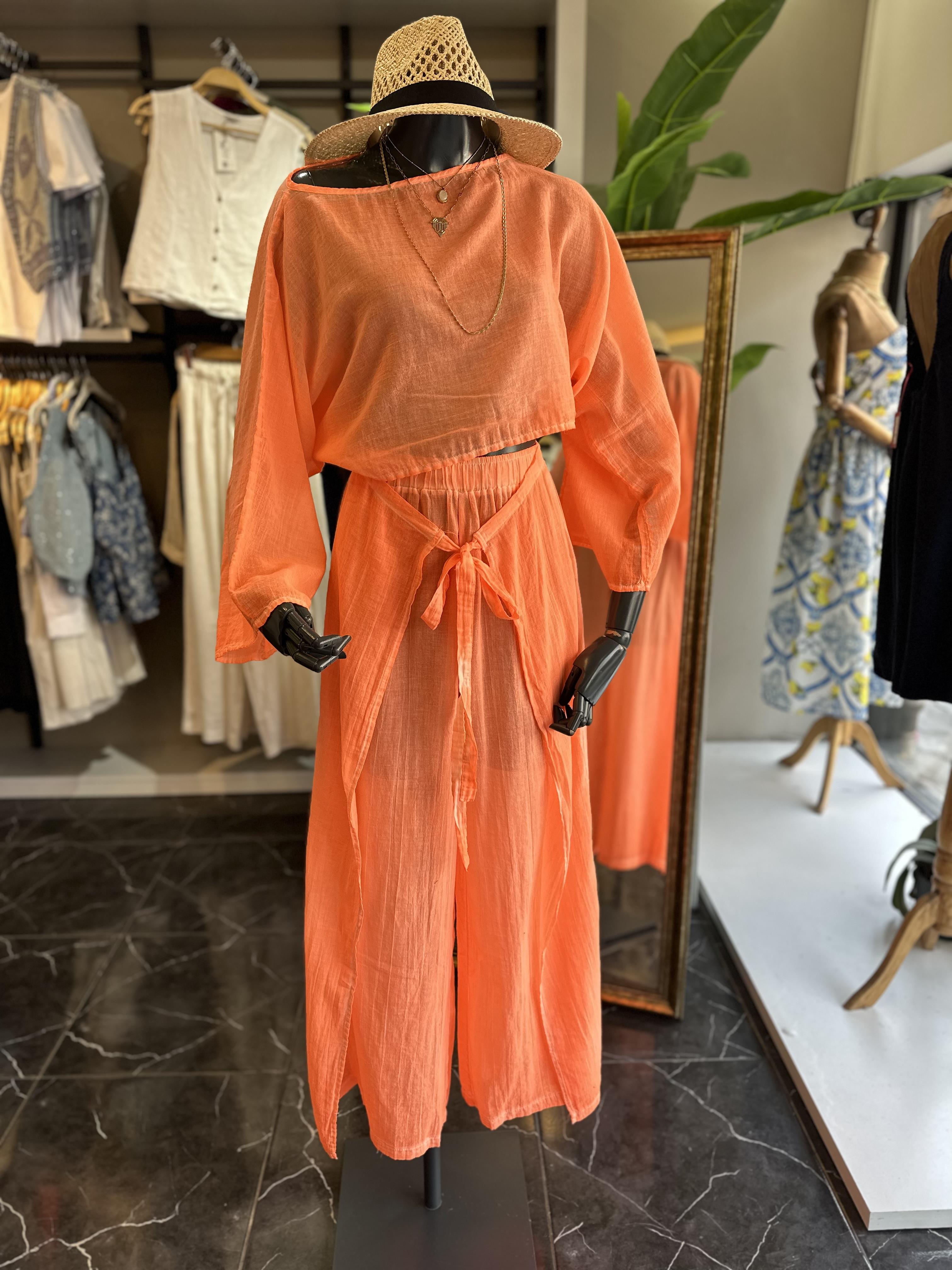 Neon Turuncu Datça Bluz