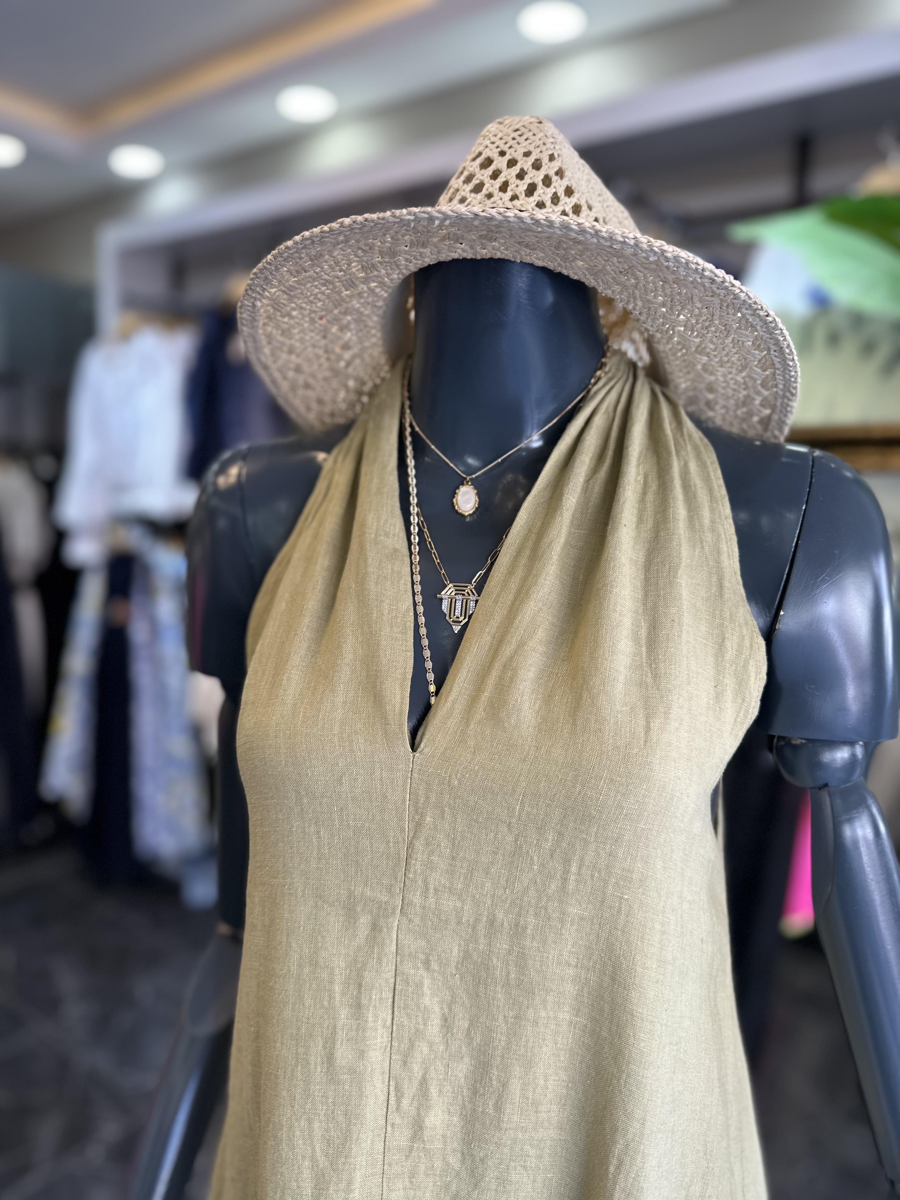 Olive Keten Elbise