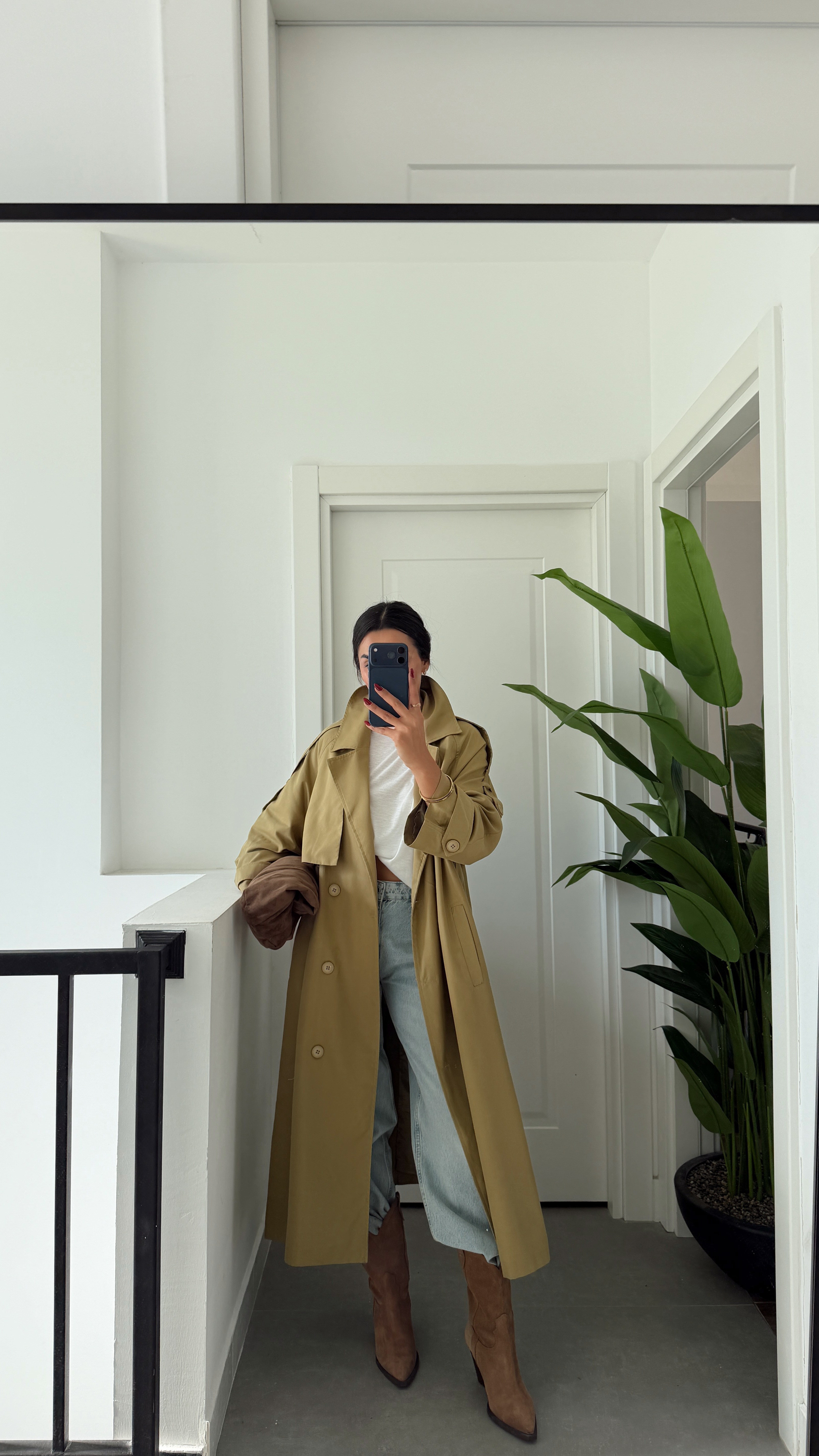 Olive Oversize Uzun Trençkot