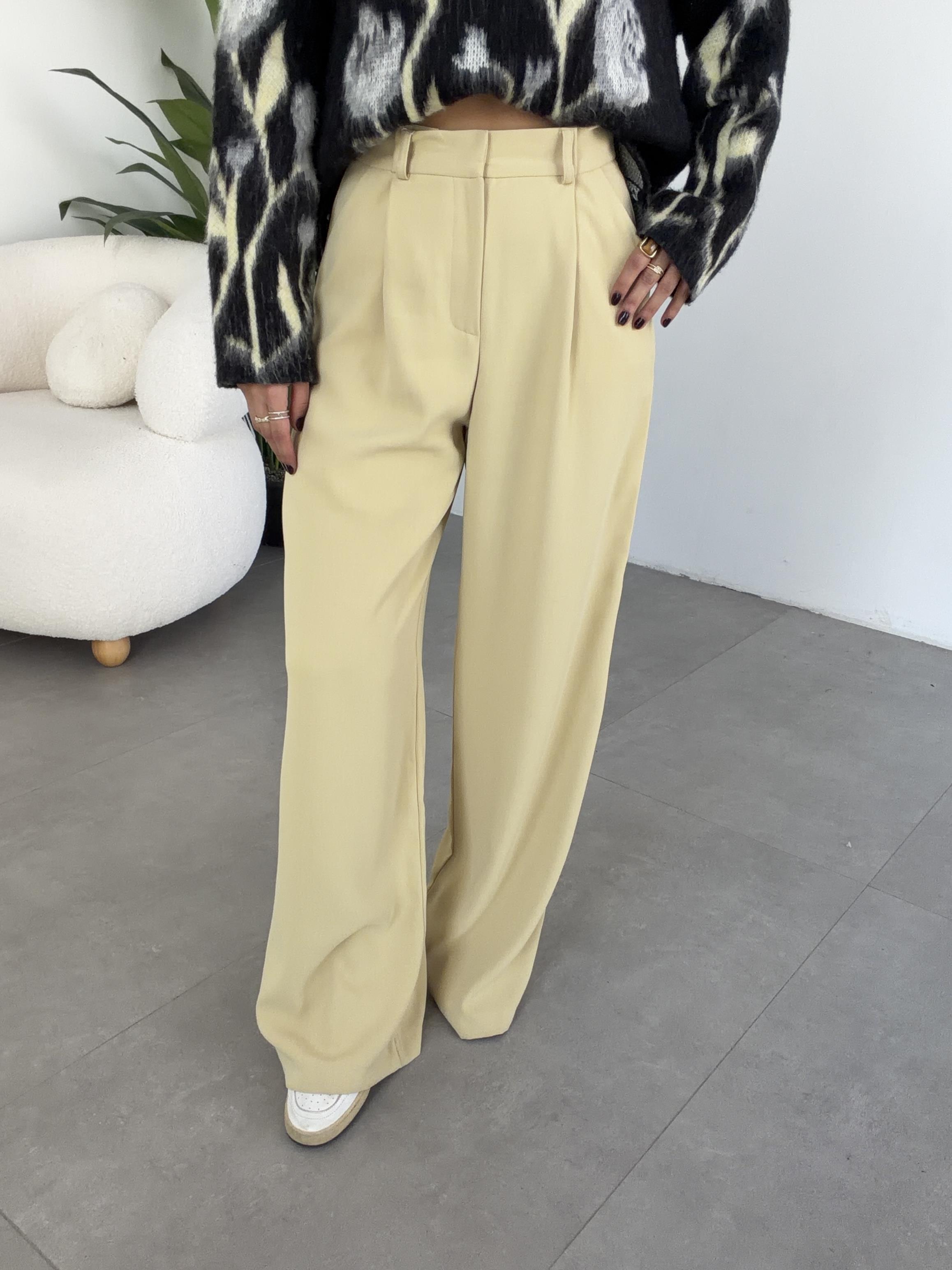 Olive Yüksek Bel Premium  Palazzo Pantolon