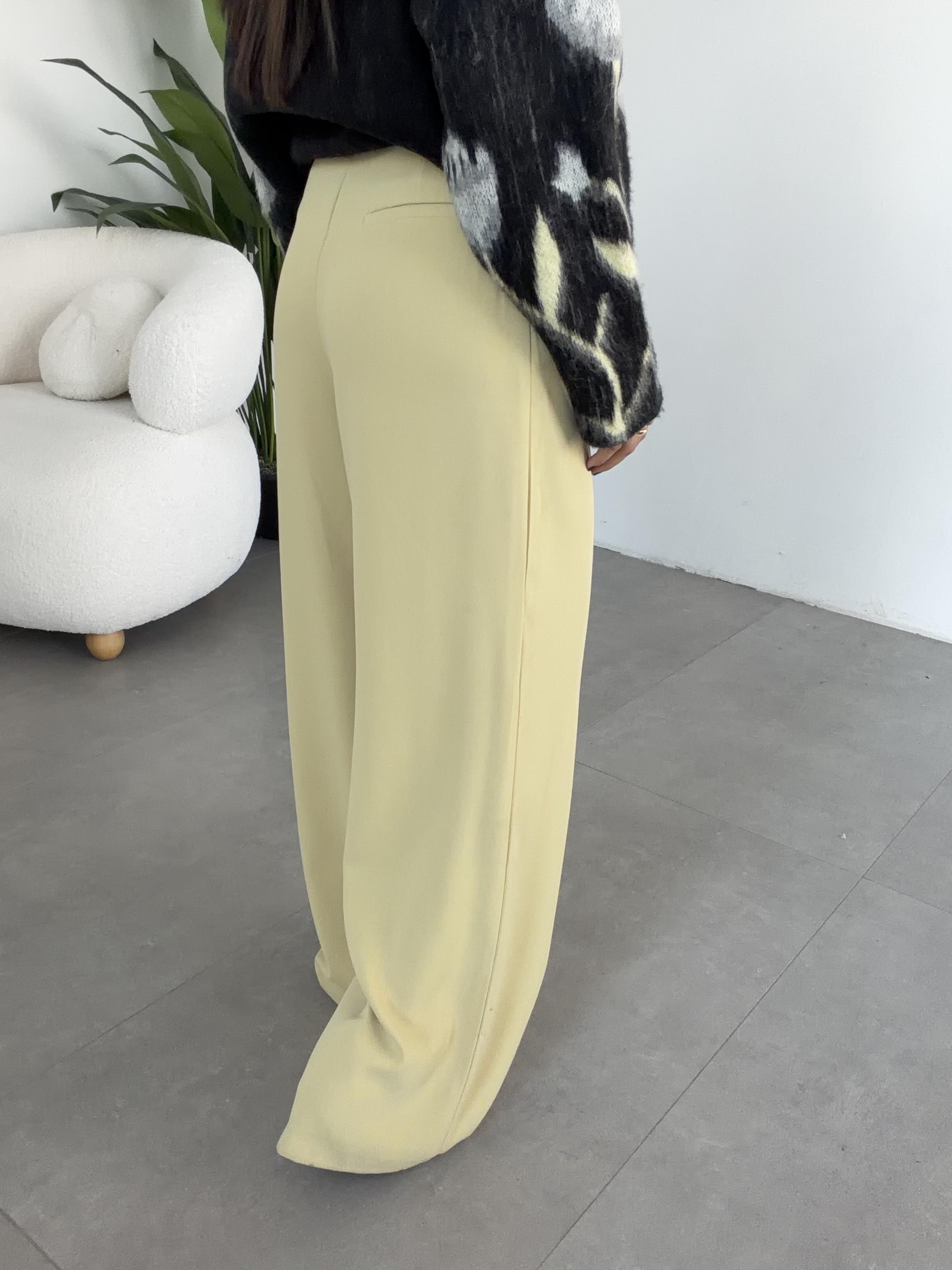 Olive Yüksek Bel Premium  Palazzo Pantolon