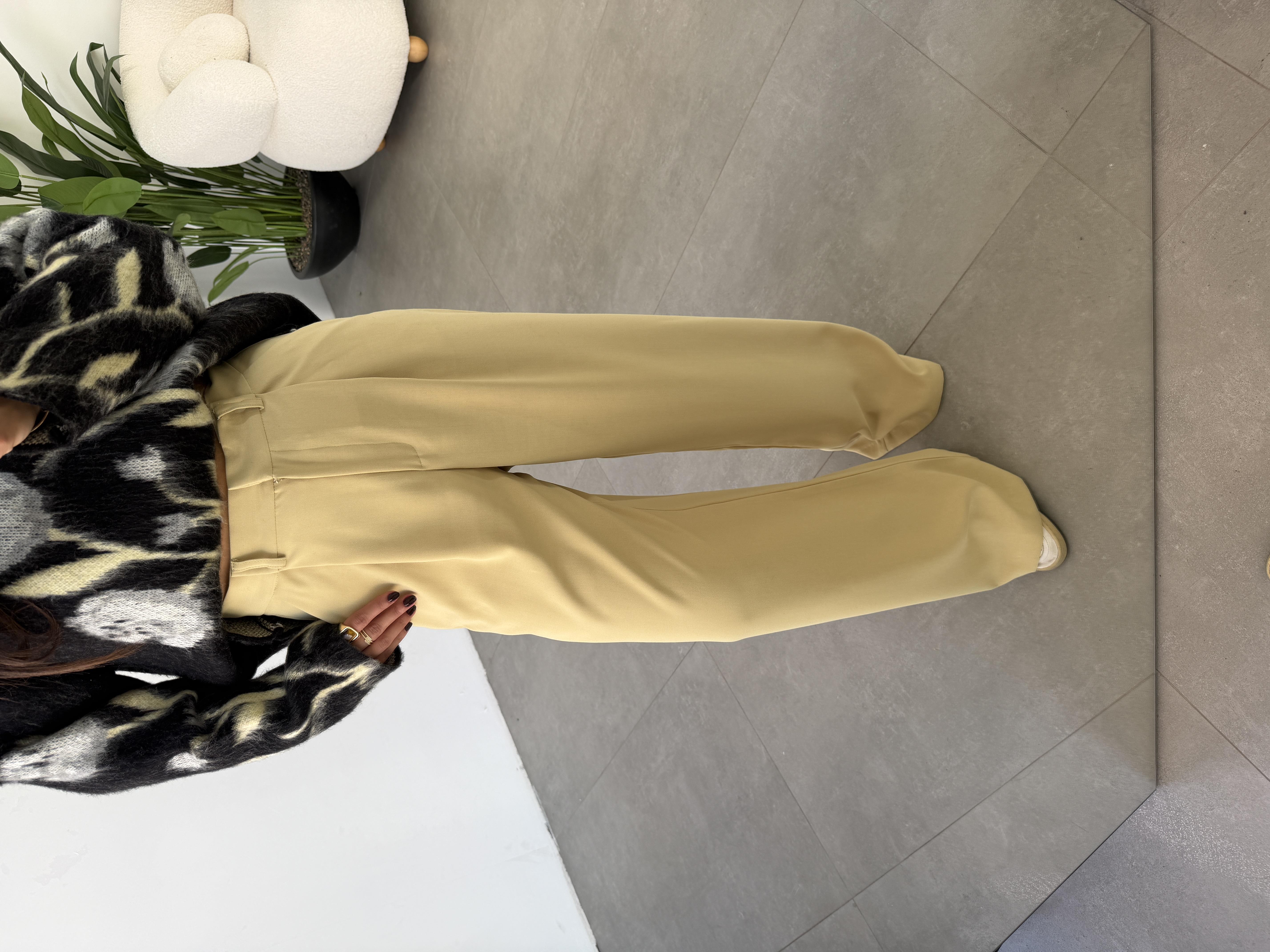 Olive Yüksek Bel Premium  Palazzo Pantolon