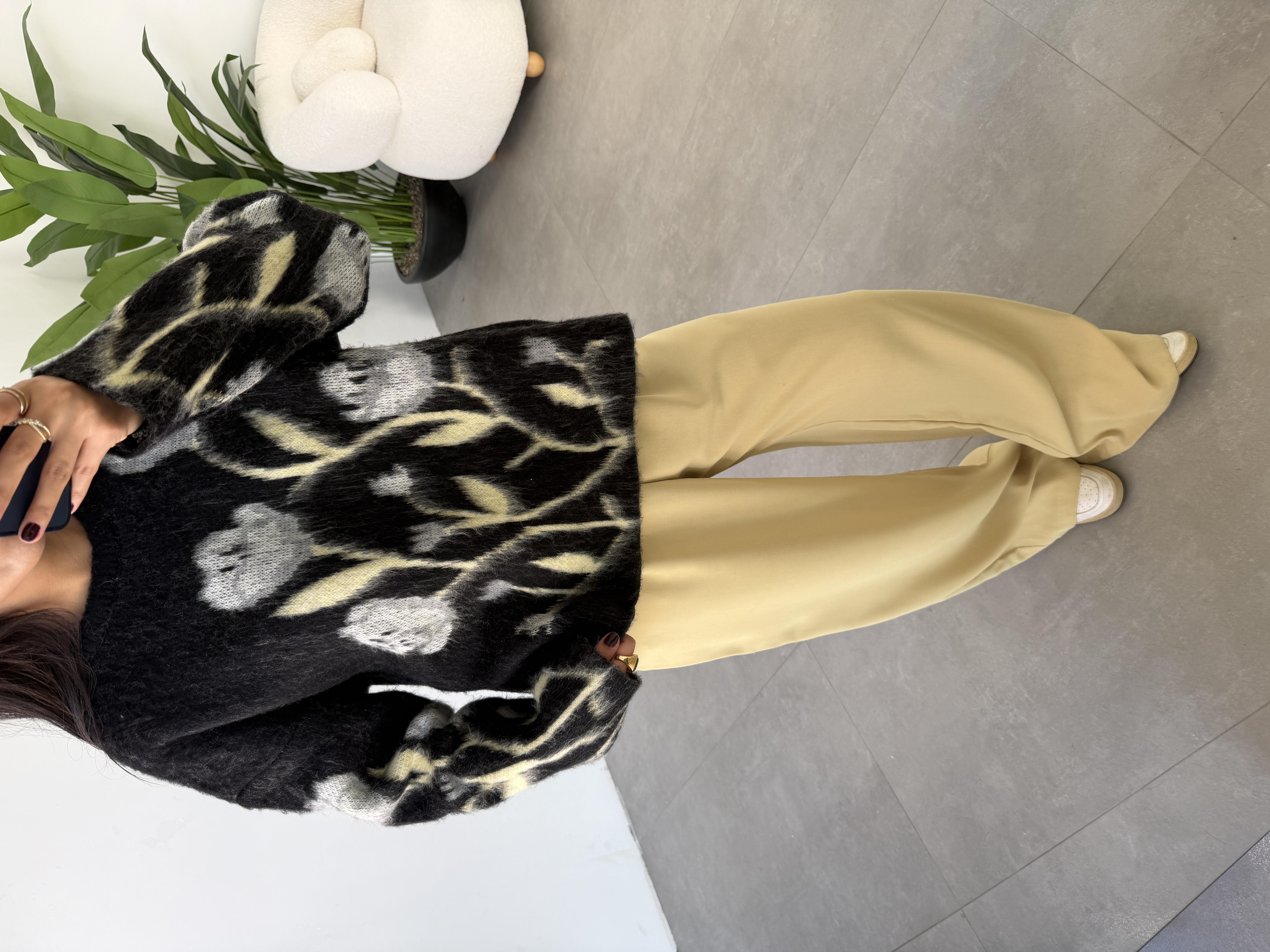 Olive Yüksek Bel Premium  Palazzo Pantolon