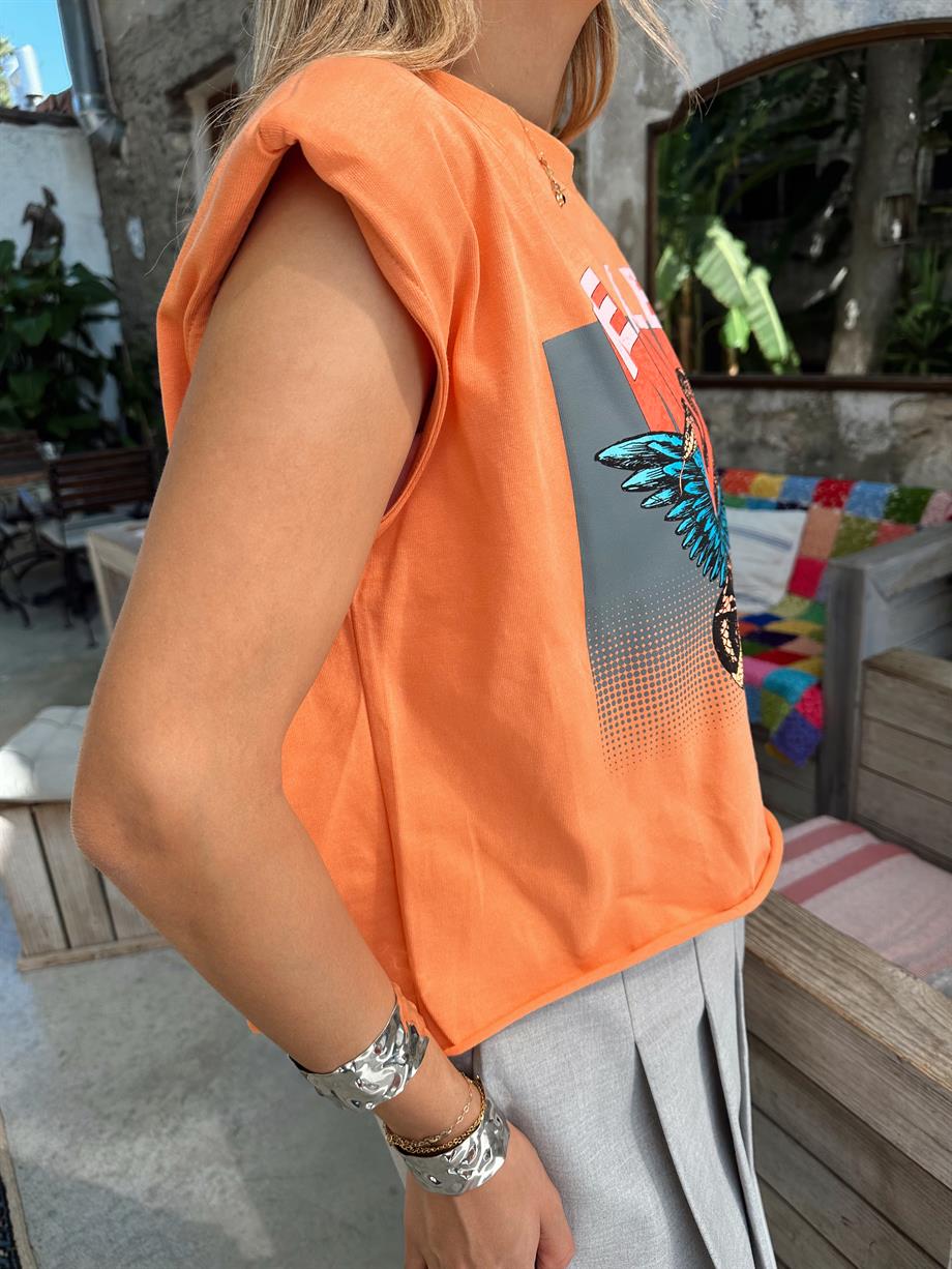 Orange Vatkalı Fearless Tişört