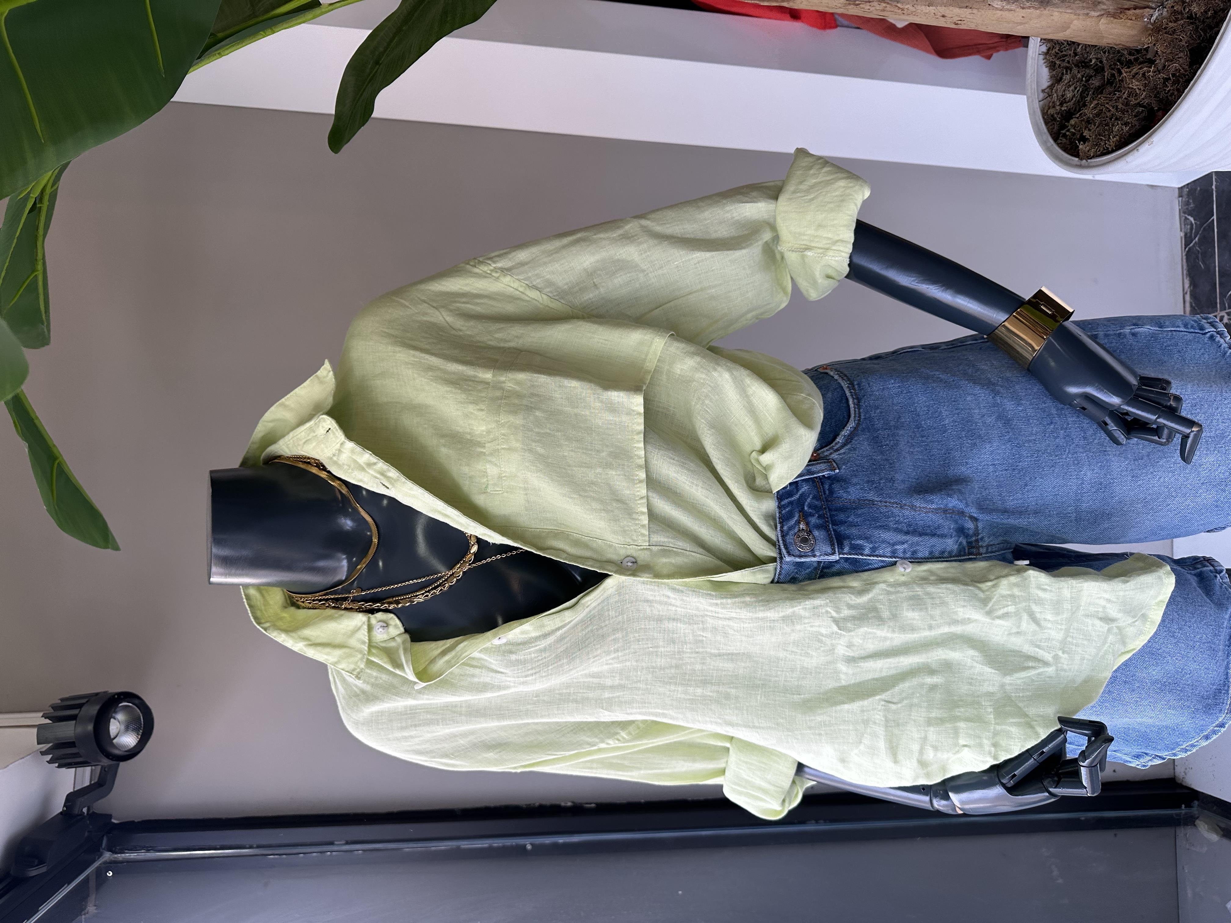 Organik Keten Lime Gömlek