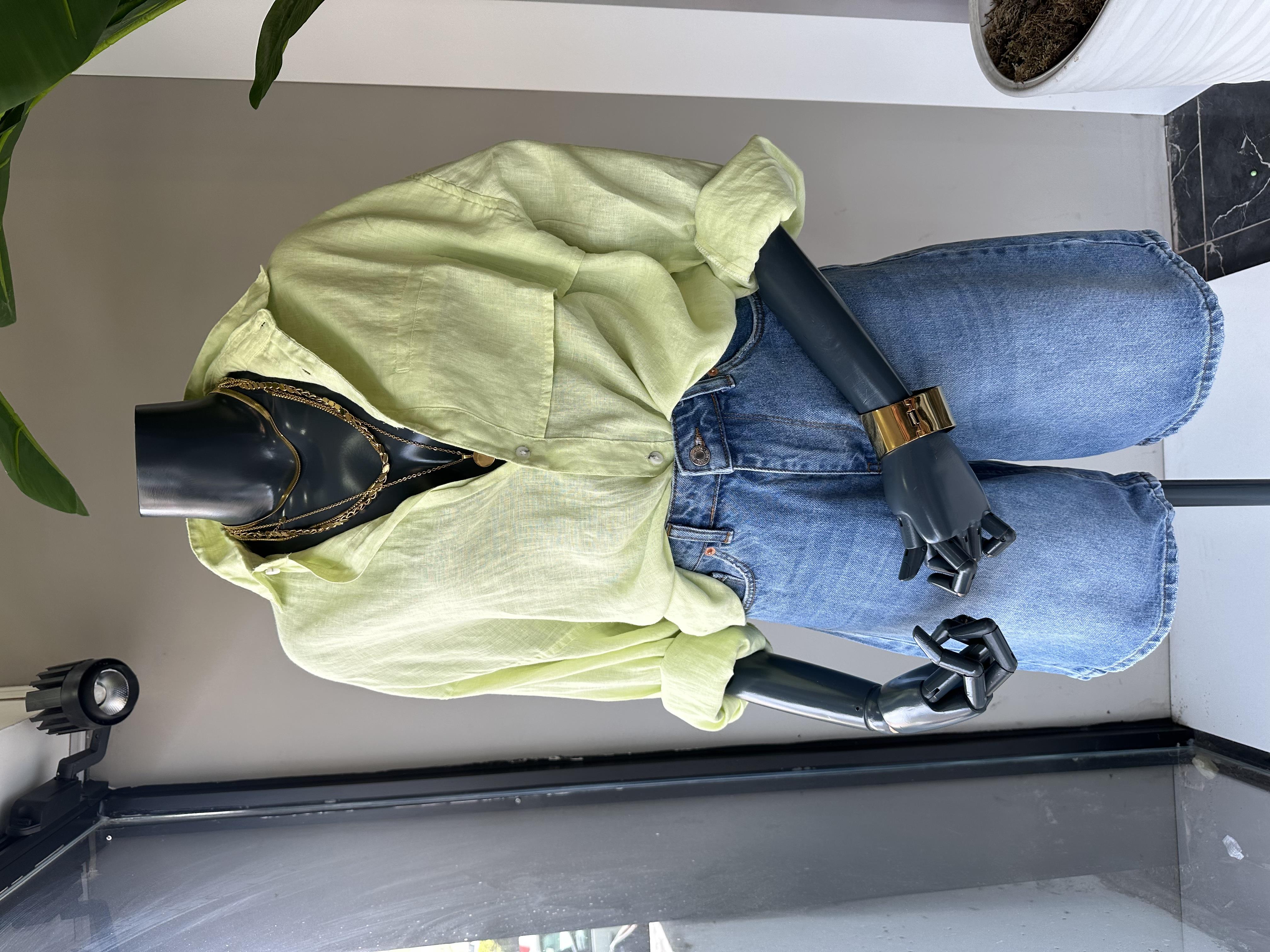 Organik Keten Lime Gömlek