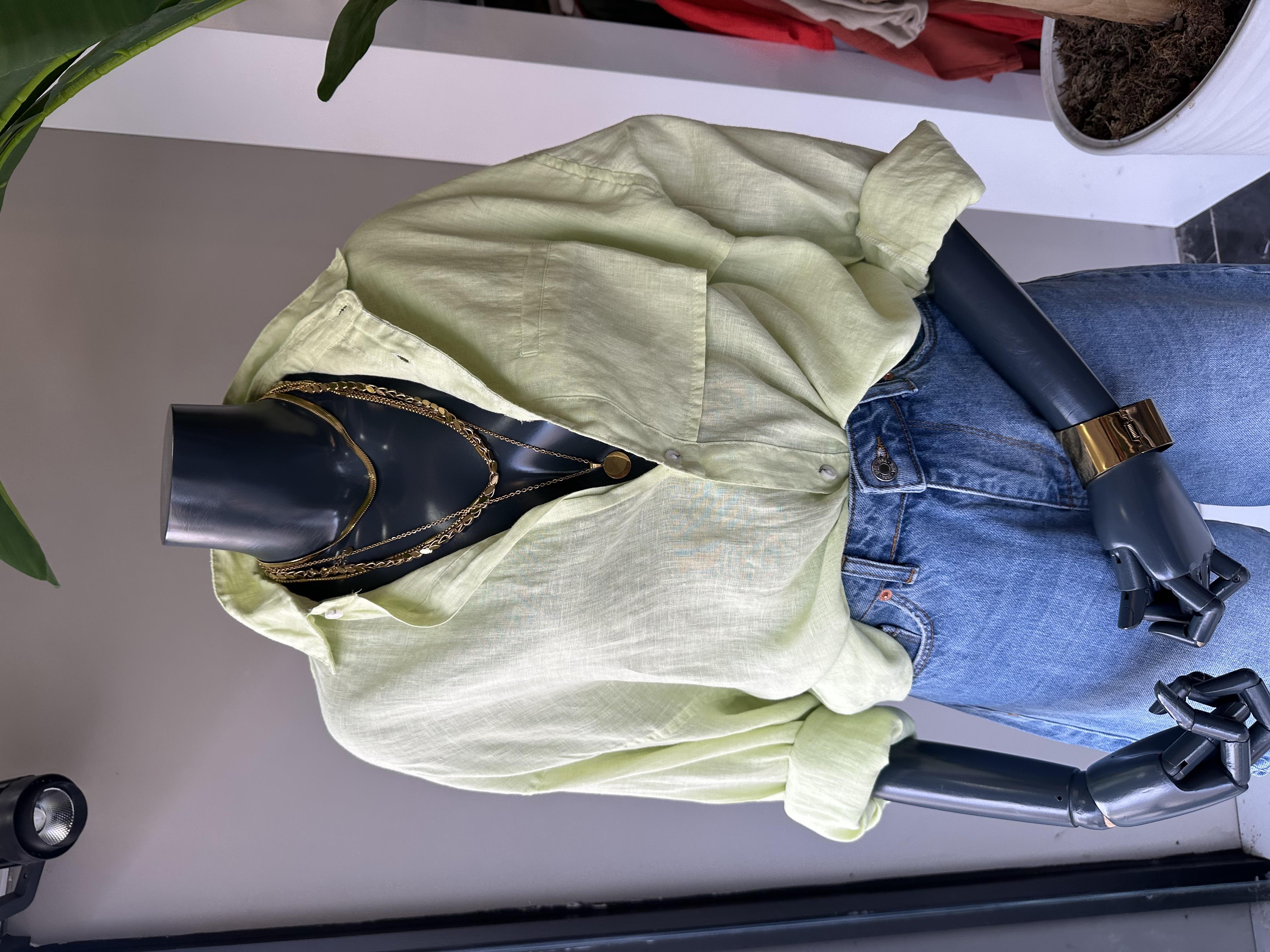 Organik Keten Lime Gömlek