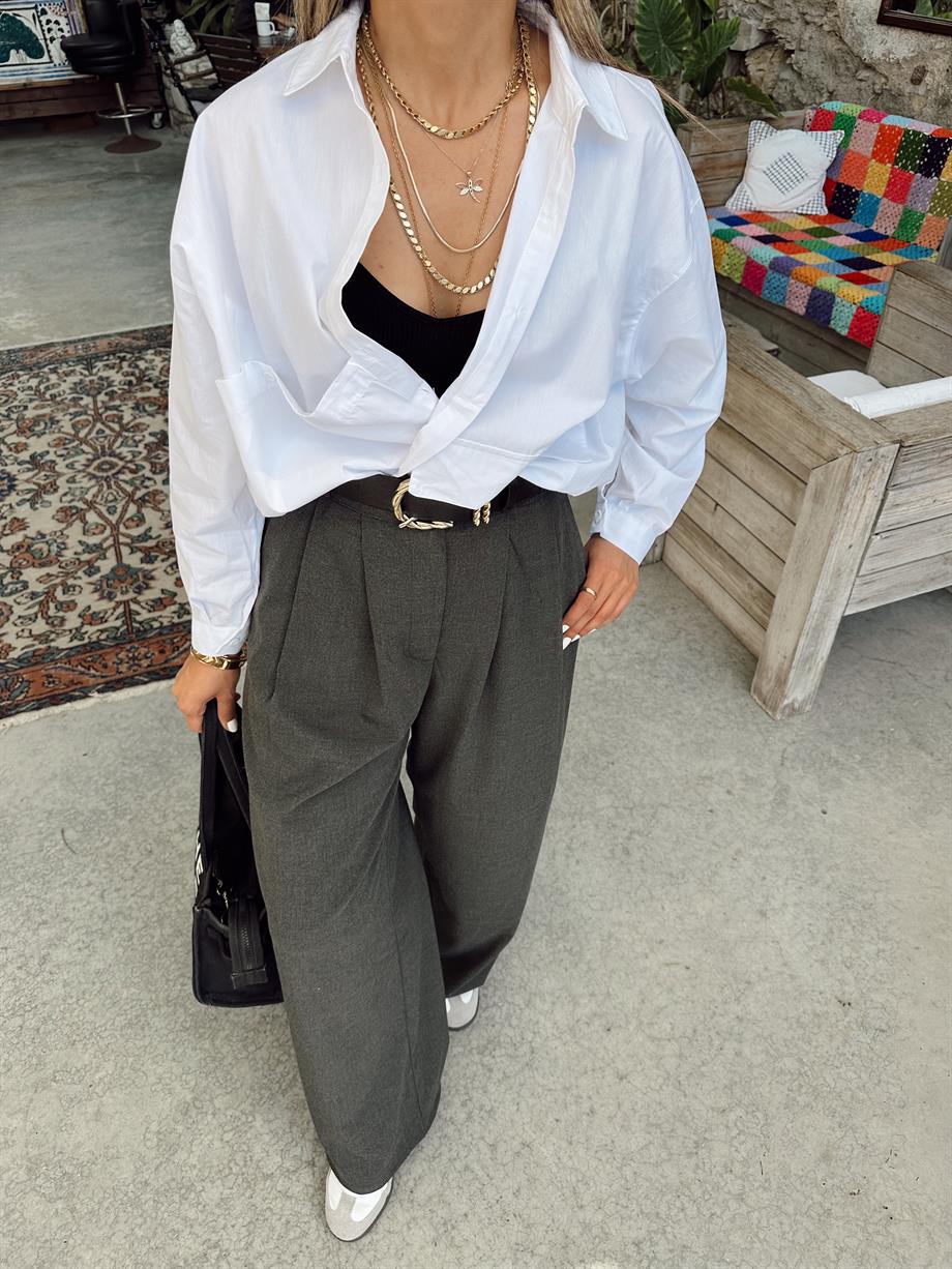 Oversize Poplin Büyük Cep Gömlek