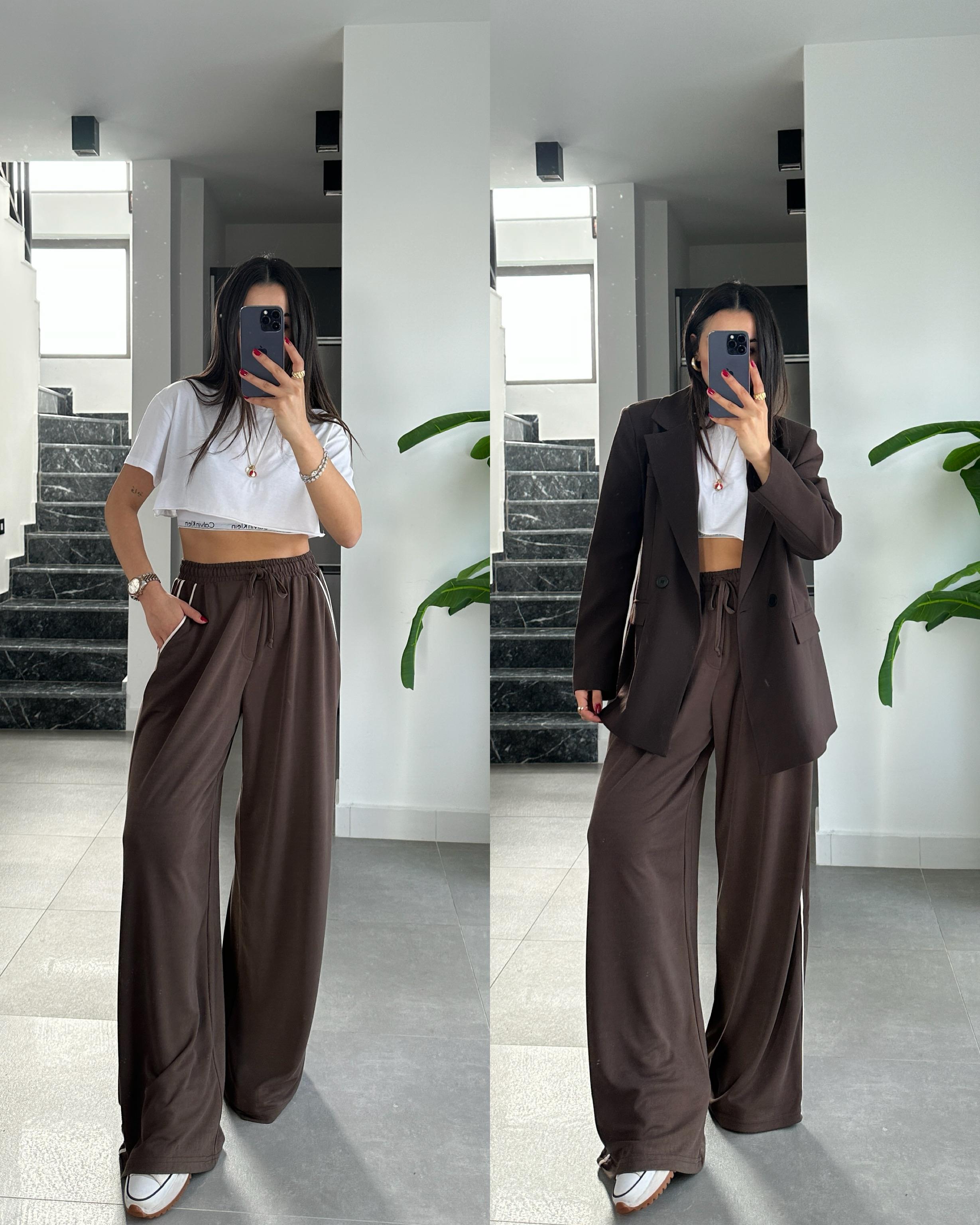 Oys Kahve  Biyeli Bol Paça Eşofman