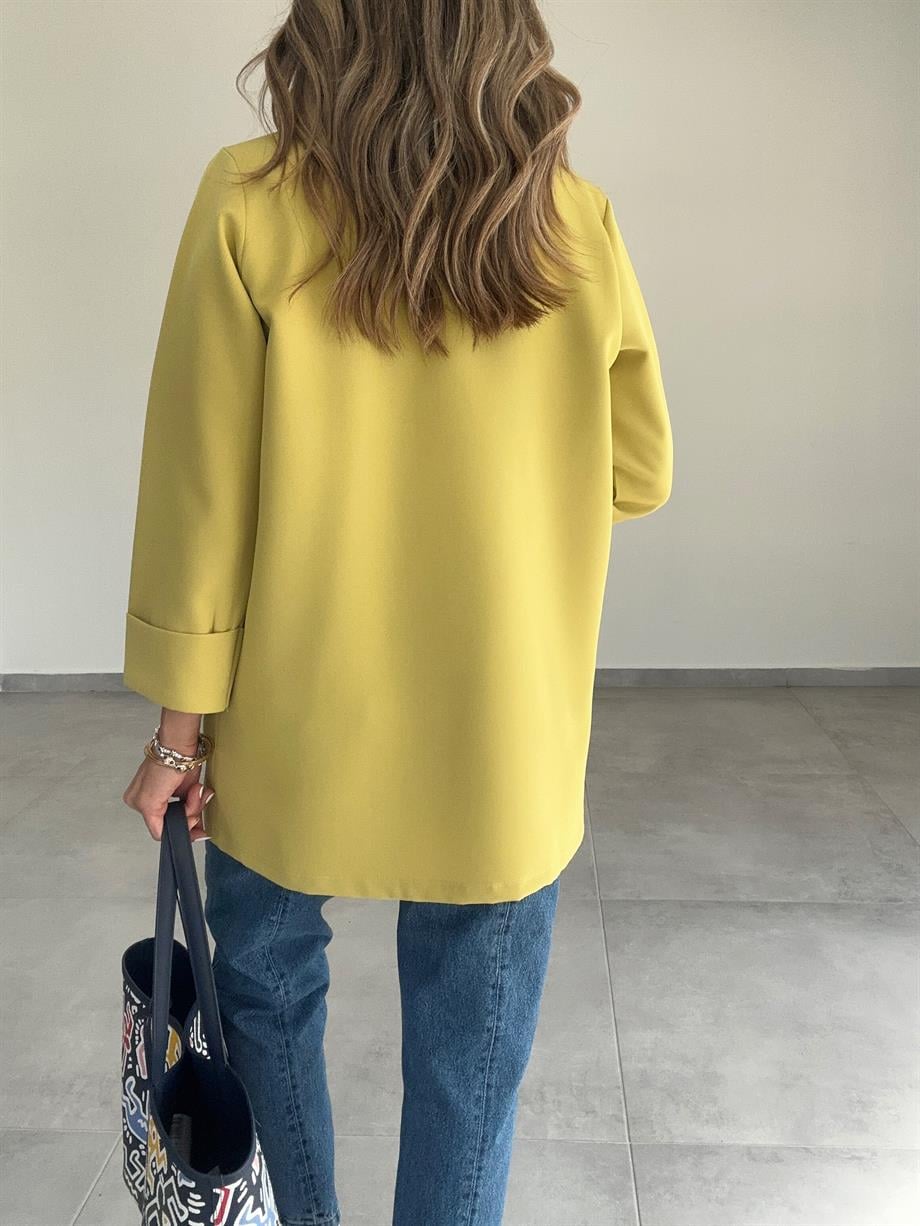 Özel Üretim Atlas Kumaş Olive Ceket