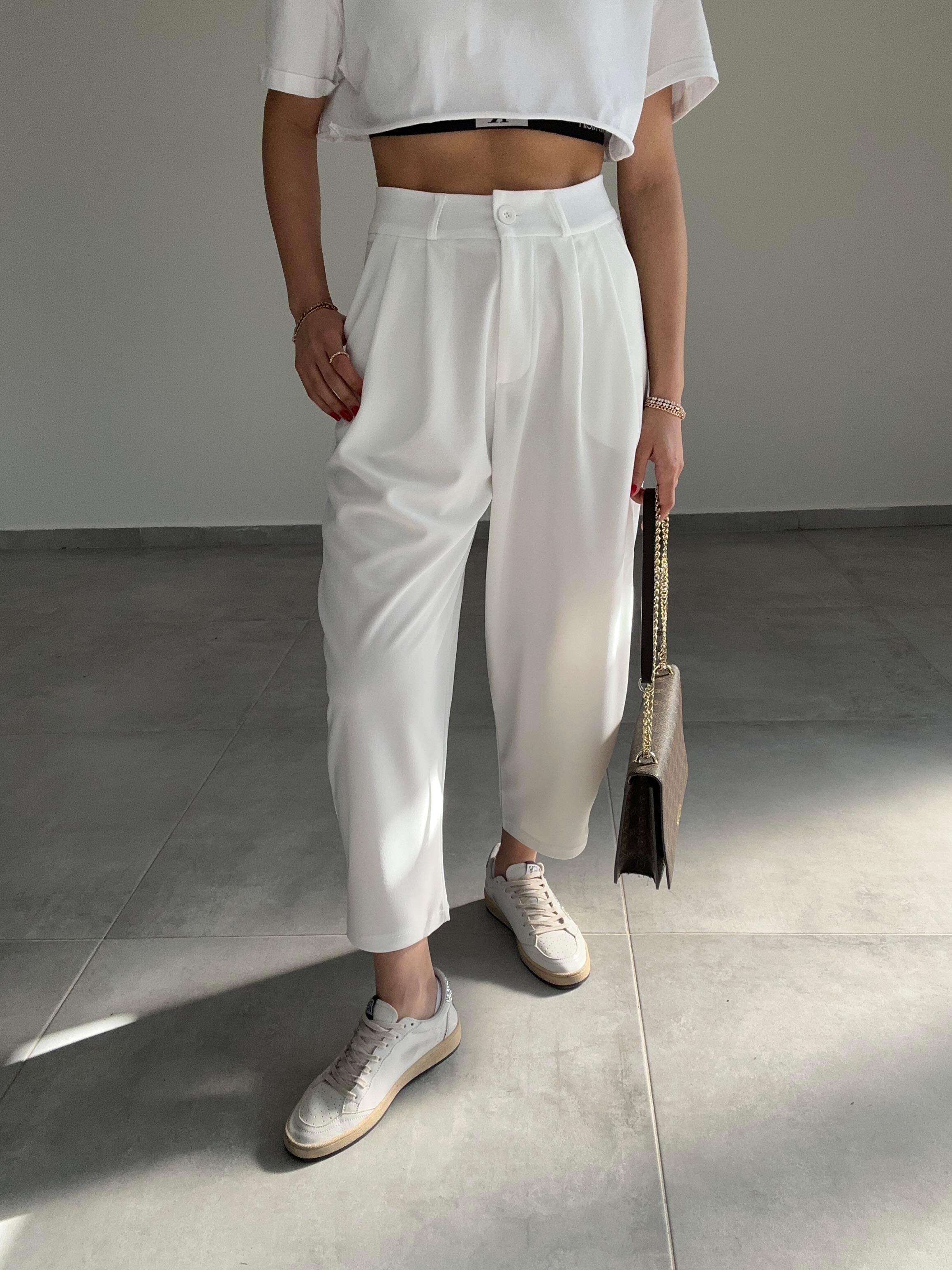 Özel Üretim Beyaz Salvar Pantolon