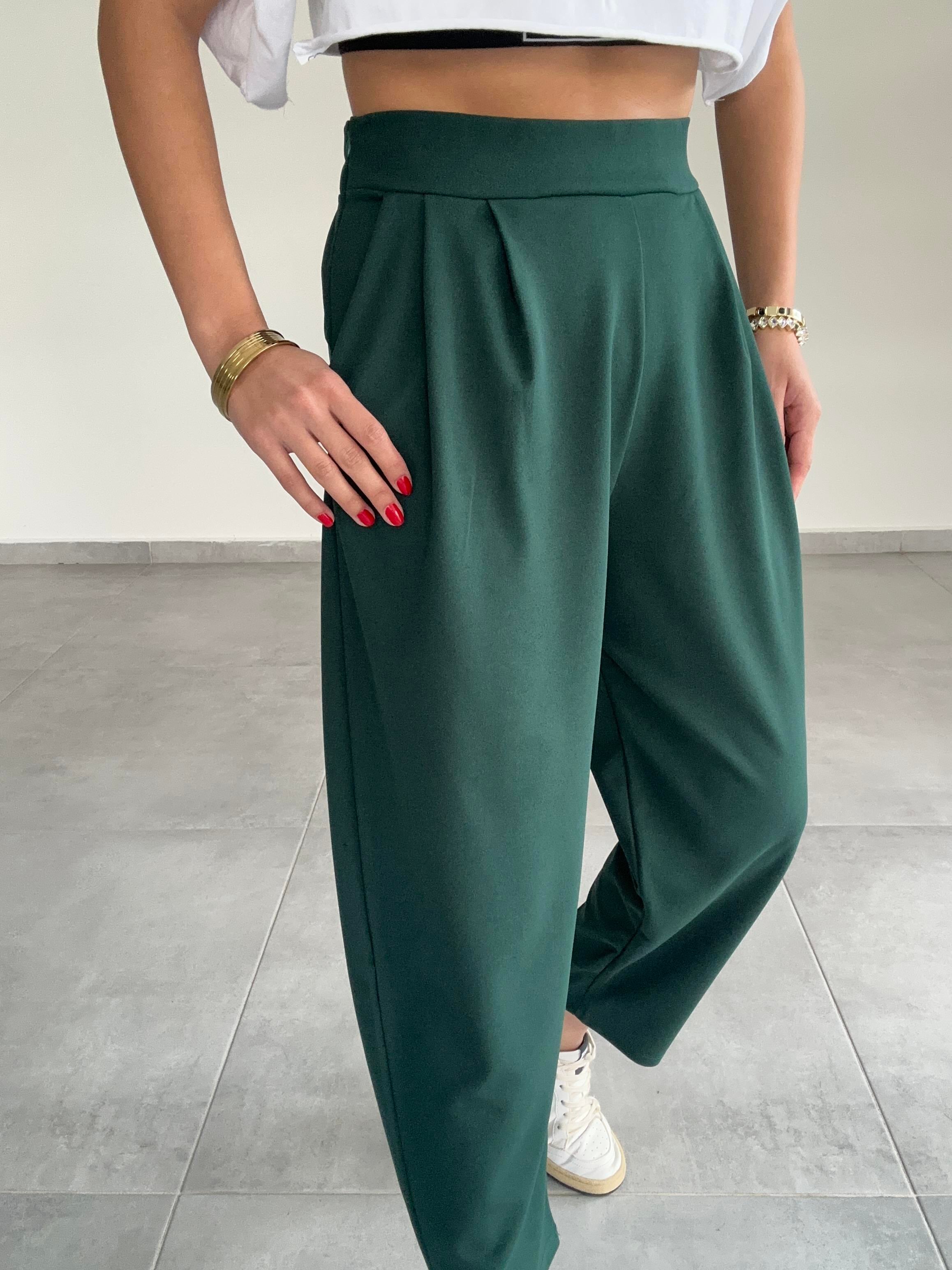 Özel Üretim Bombeli Zümrüt Pantolon