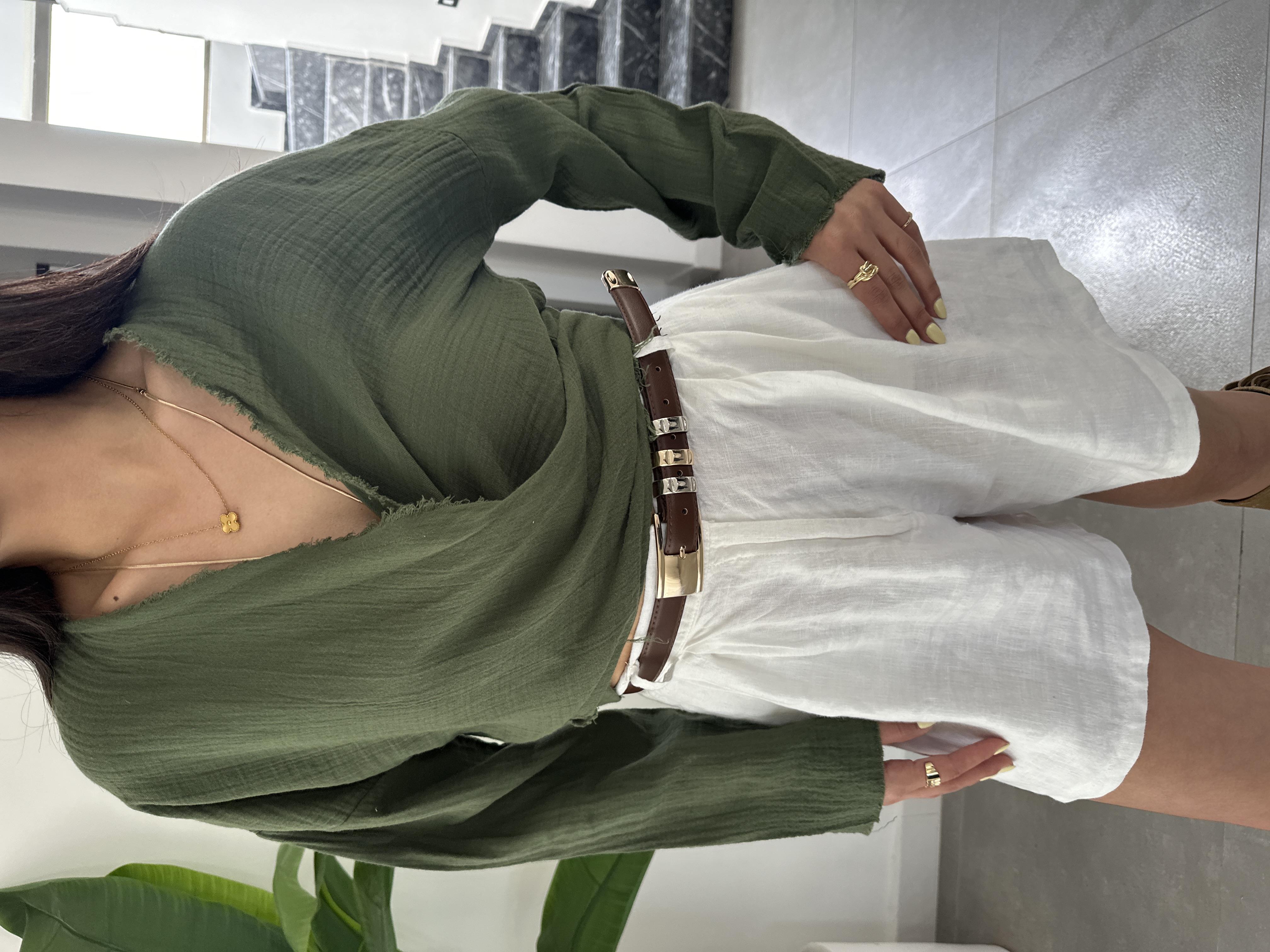 Pcs Haki Müslin Helen Bluz